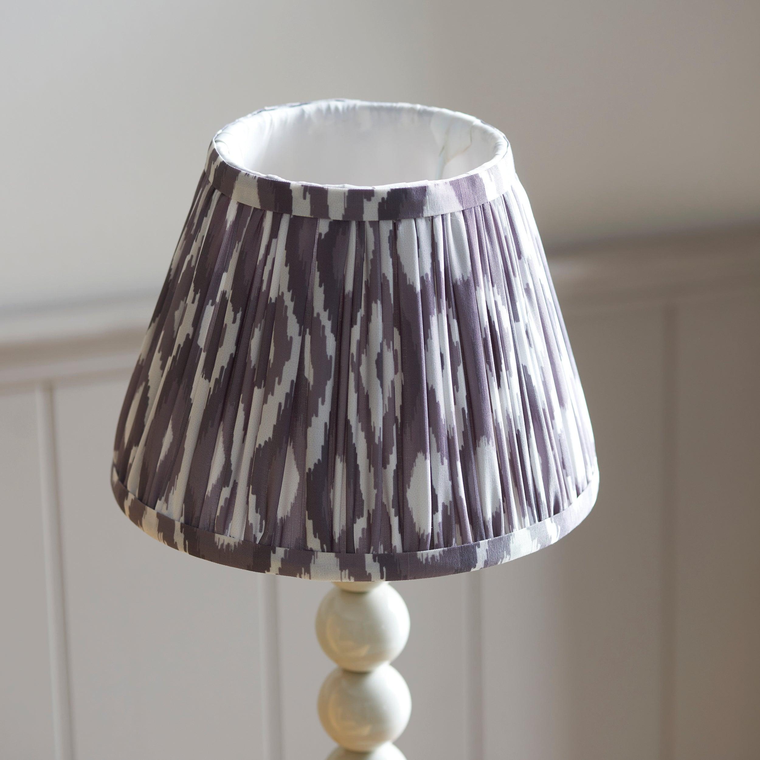 Higgledy White Table Lamp & Ikat 20cm Pearl Grey Shade