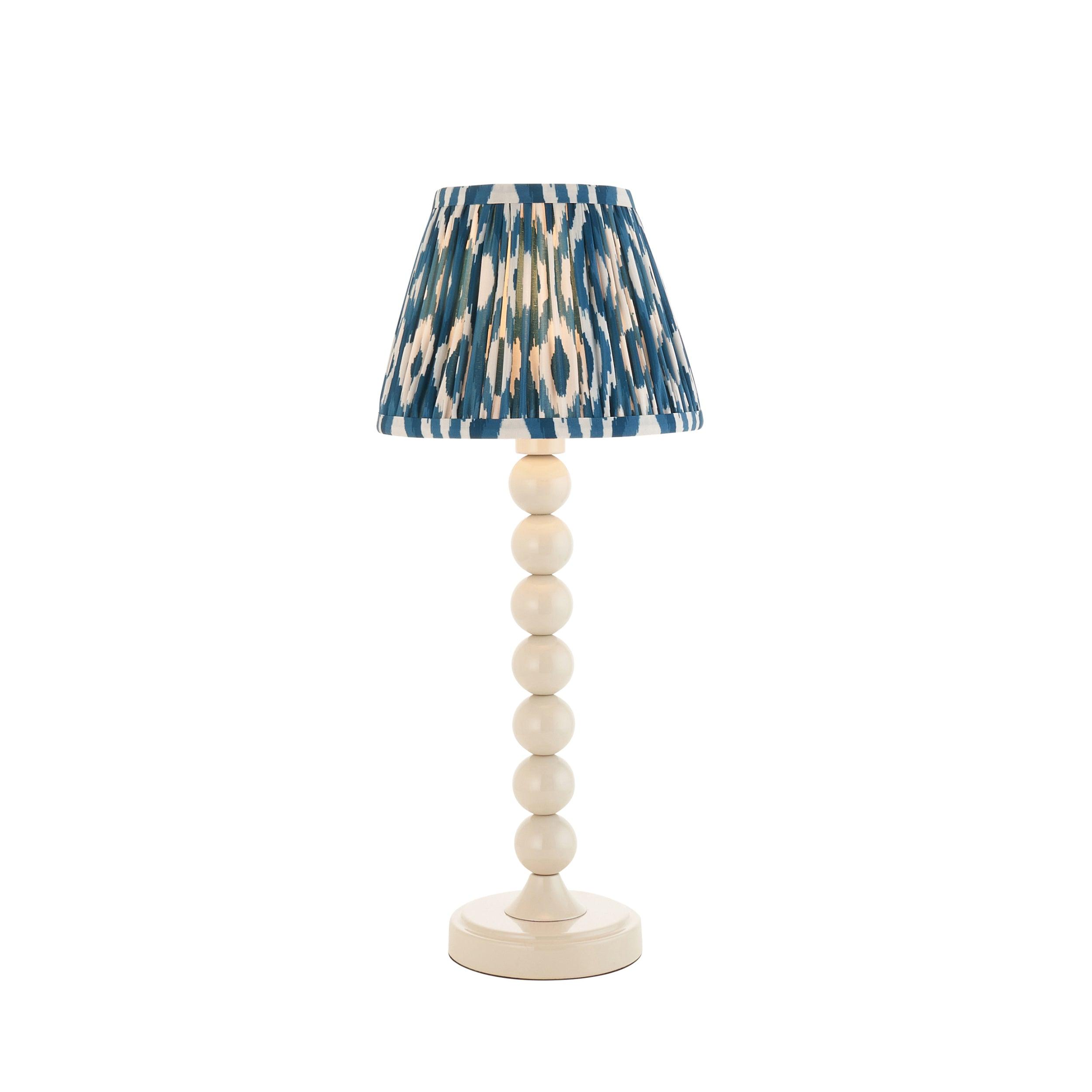 Higgledy White Table Lamp & Ikat 20cm Marlin Blue Shade