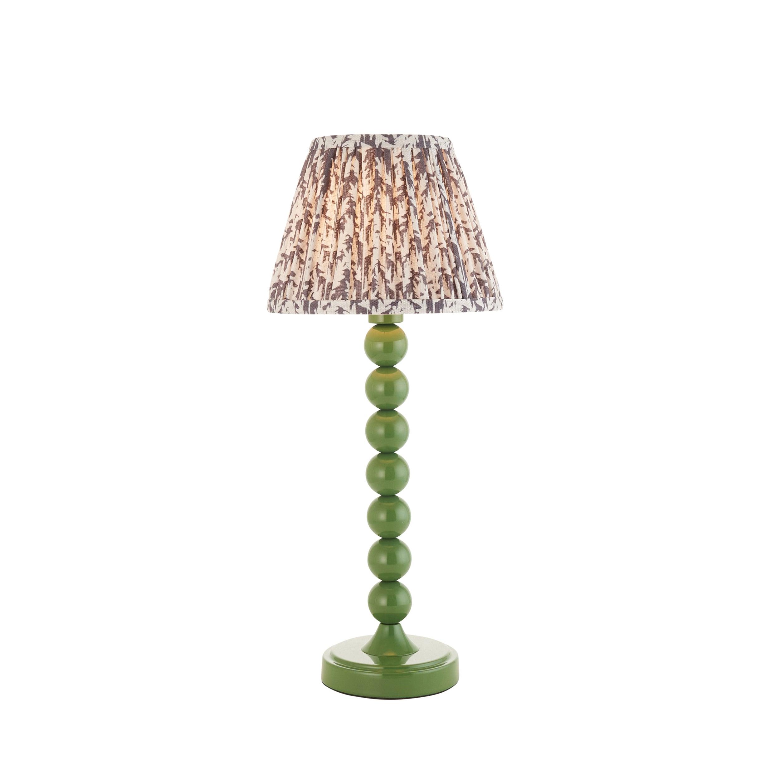 Higgledy Green Table Lamp & Leaf 20cm Pearl Grey Shade