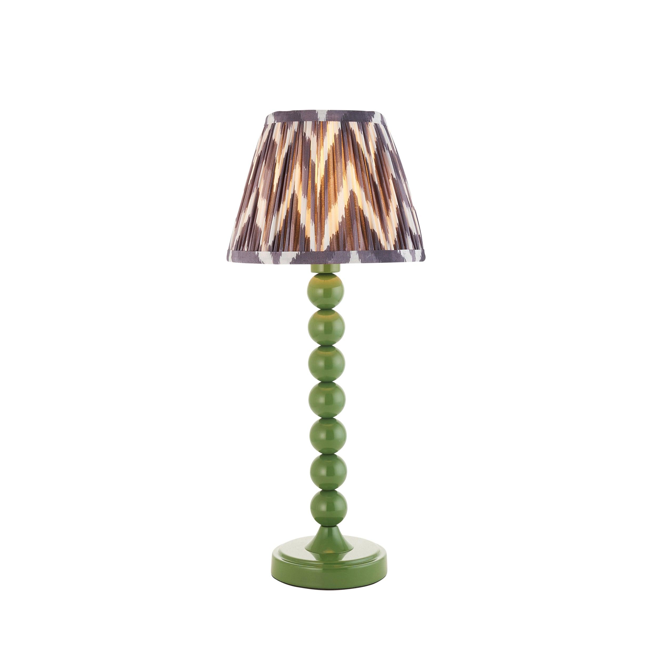 Higgledy Green Table Lamp & Zigzag 20cm Pearl Grey Shade