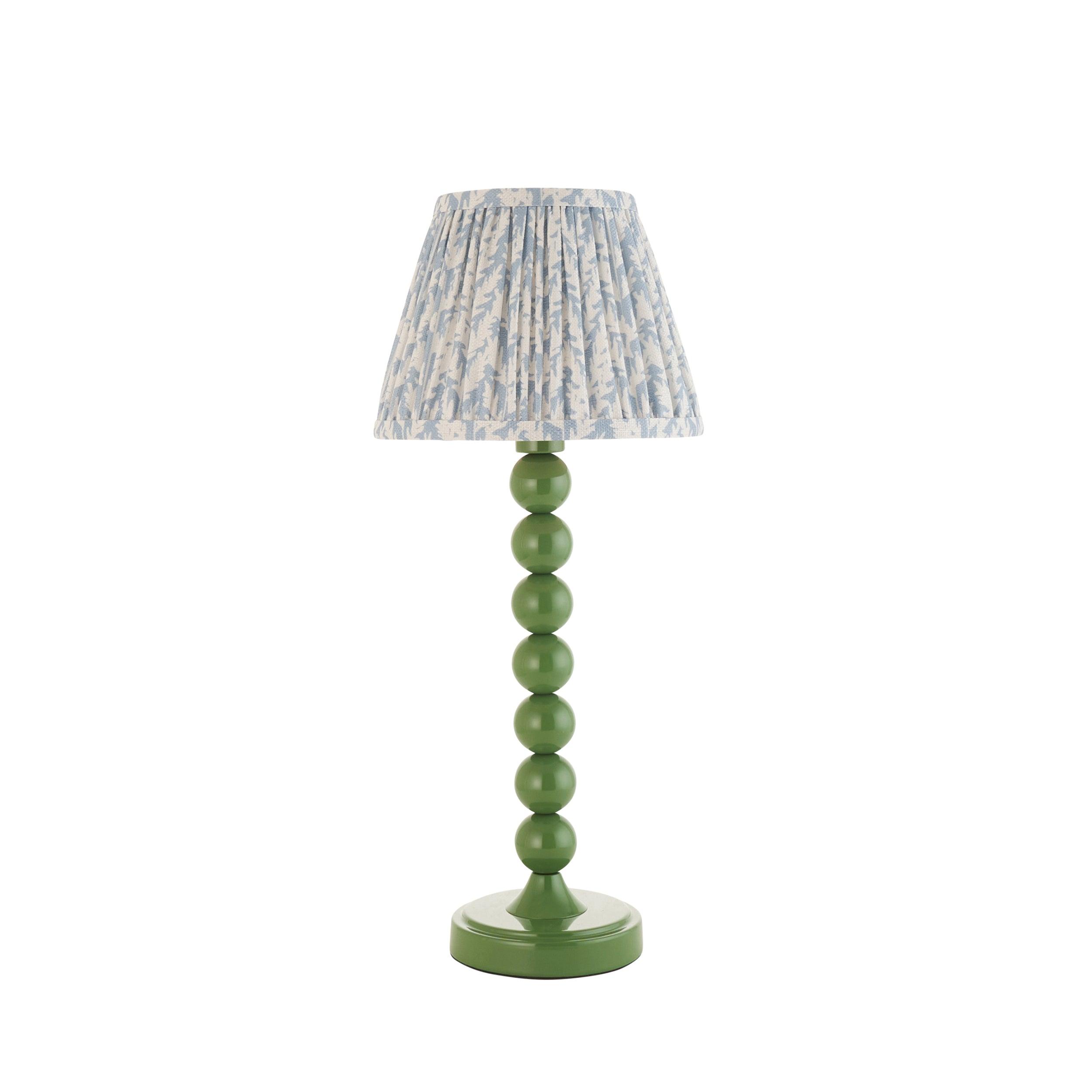 Higgledy Green Table Lamp & Leaf 20cm Shell Bay Blue Shade