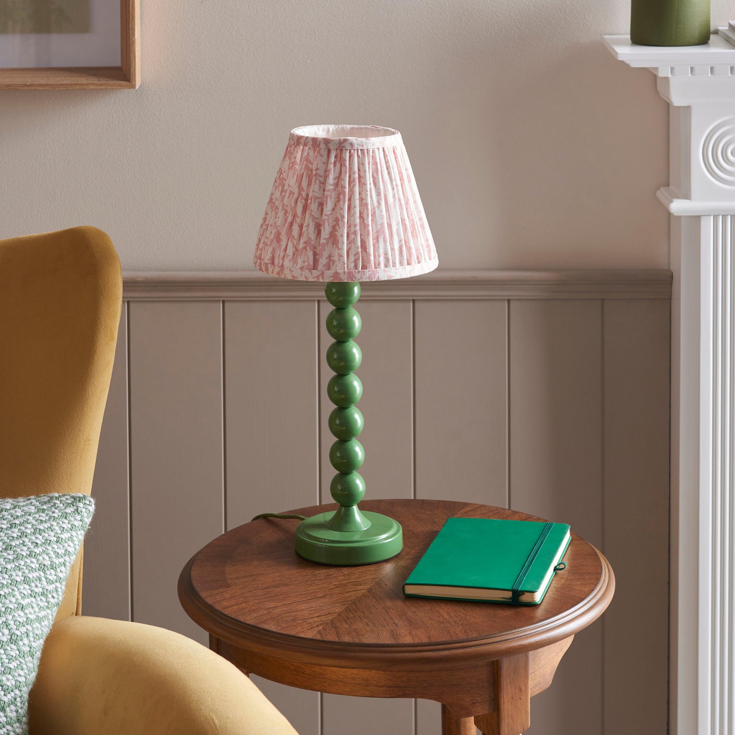 Higgledy Green Table Lamp & Leaf 20cm Peachy Keen Shade