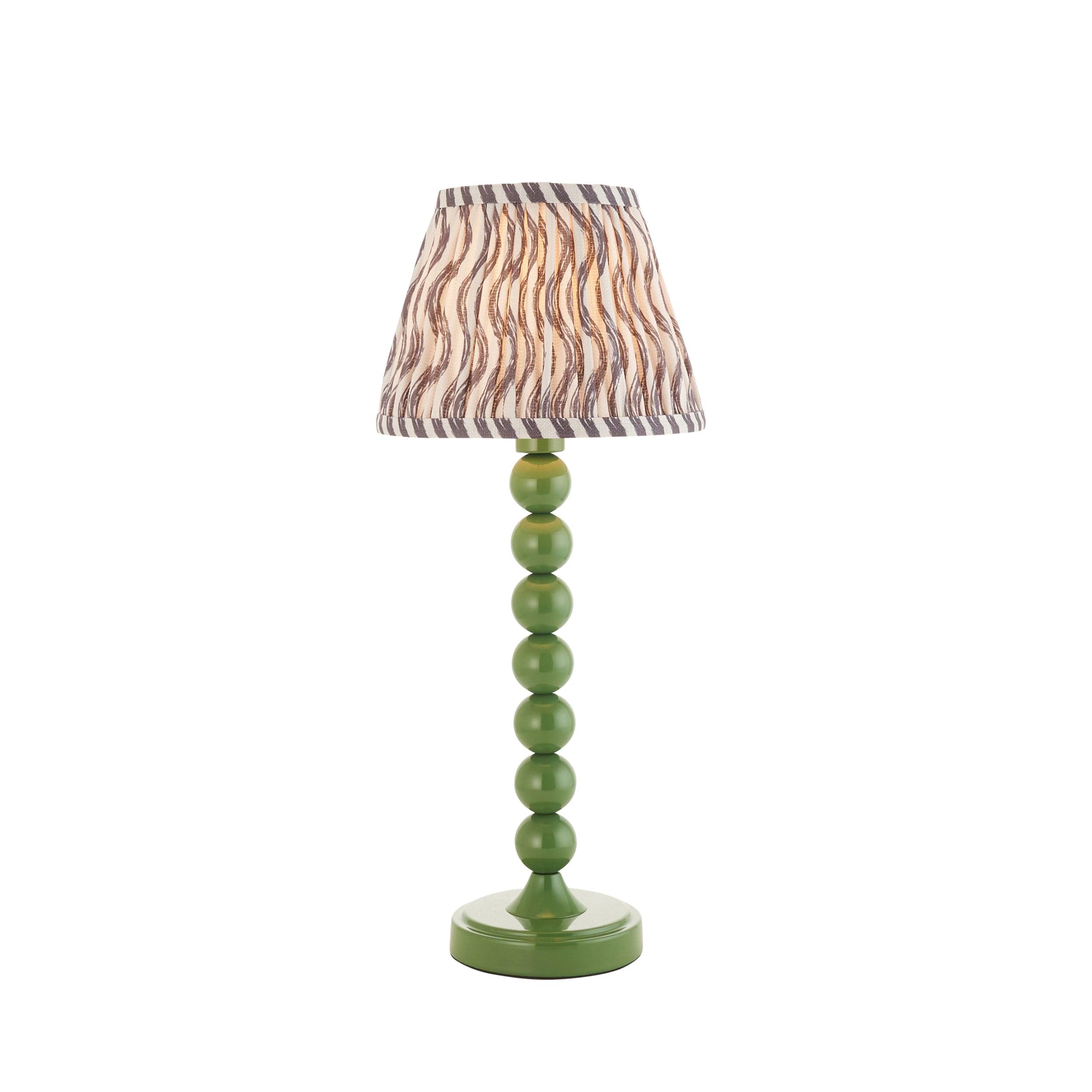 Higgledy Green Table Lamp & Ripple 20cm Pearl Grey Shade