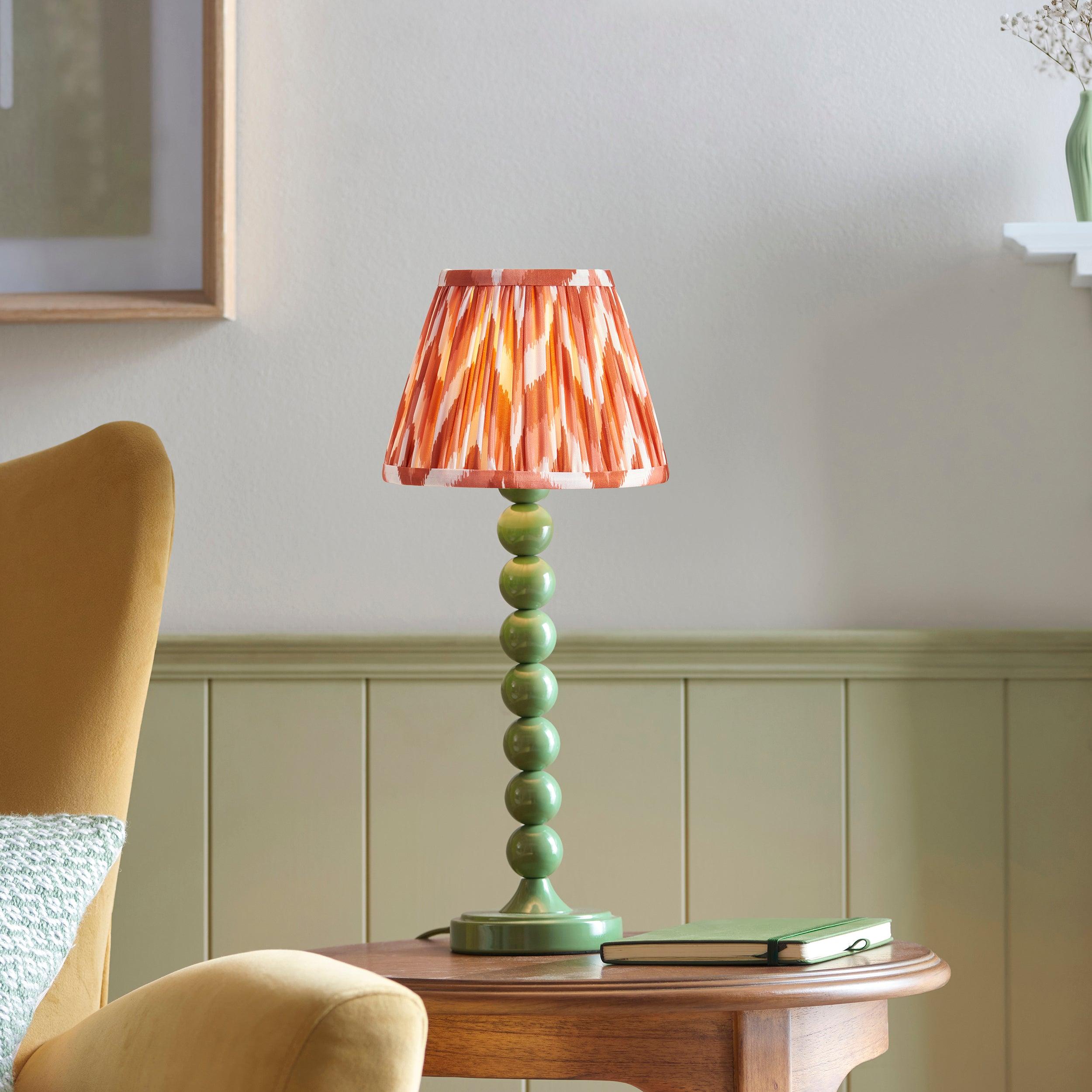 Higgledy Green Table Lamp & Zigzag 20cm Apricot Orange Shade