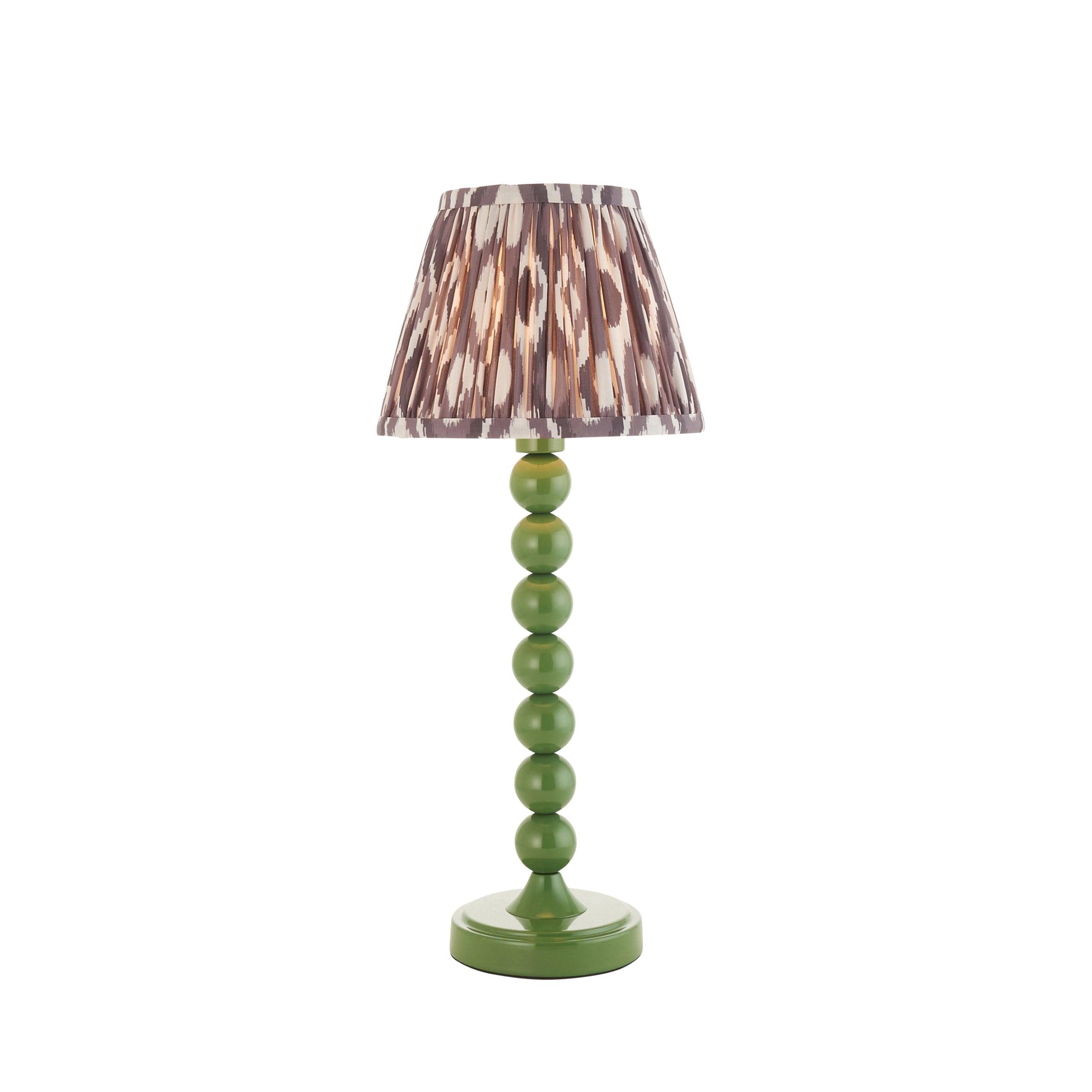 Higgledy Green Table Lamp & Ikat 20cm Pearl Grey Shade
