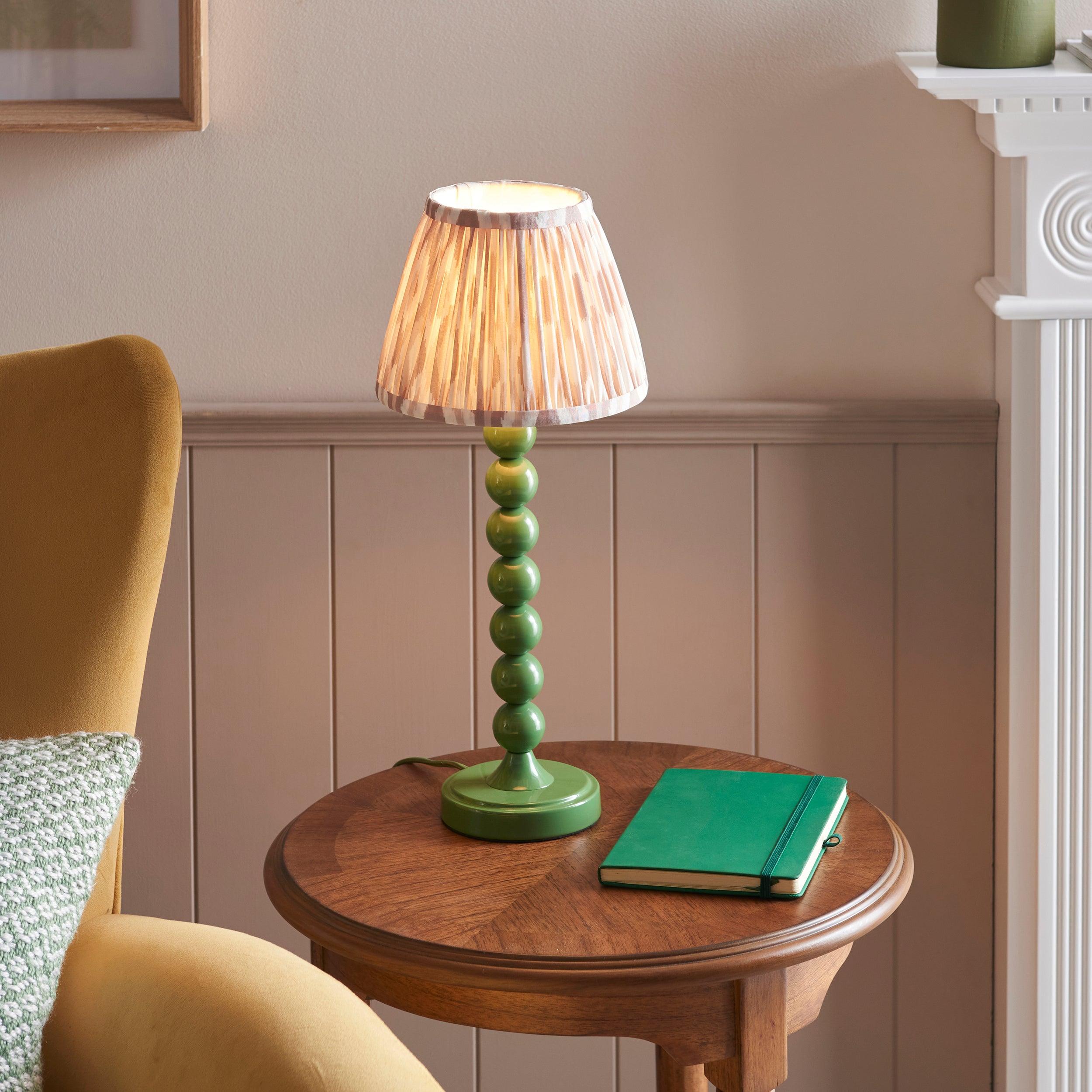 Higgledy Green Table Lamp & Ikat 20cm Neutral Shade