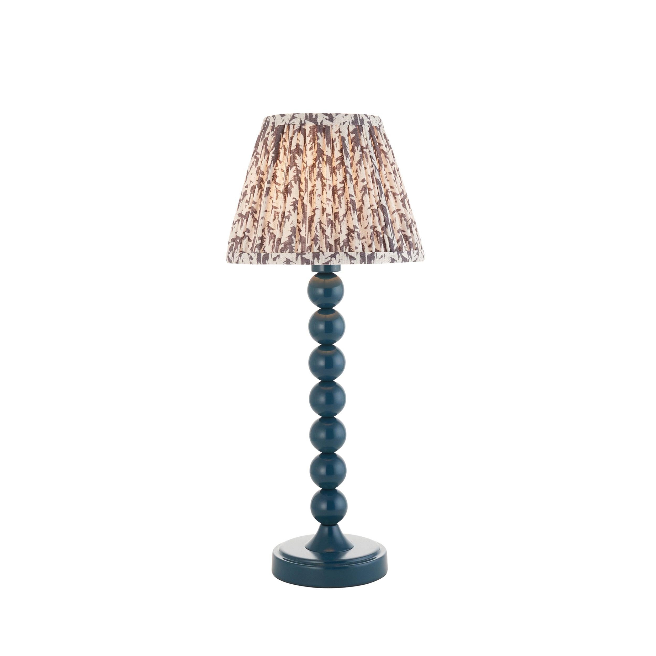 Higgledy Blue Table Lamp & Leaf 20cm Pearl Grey Shade