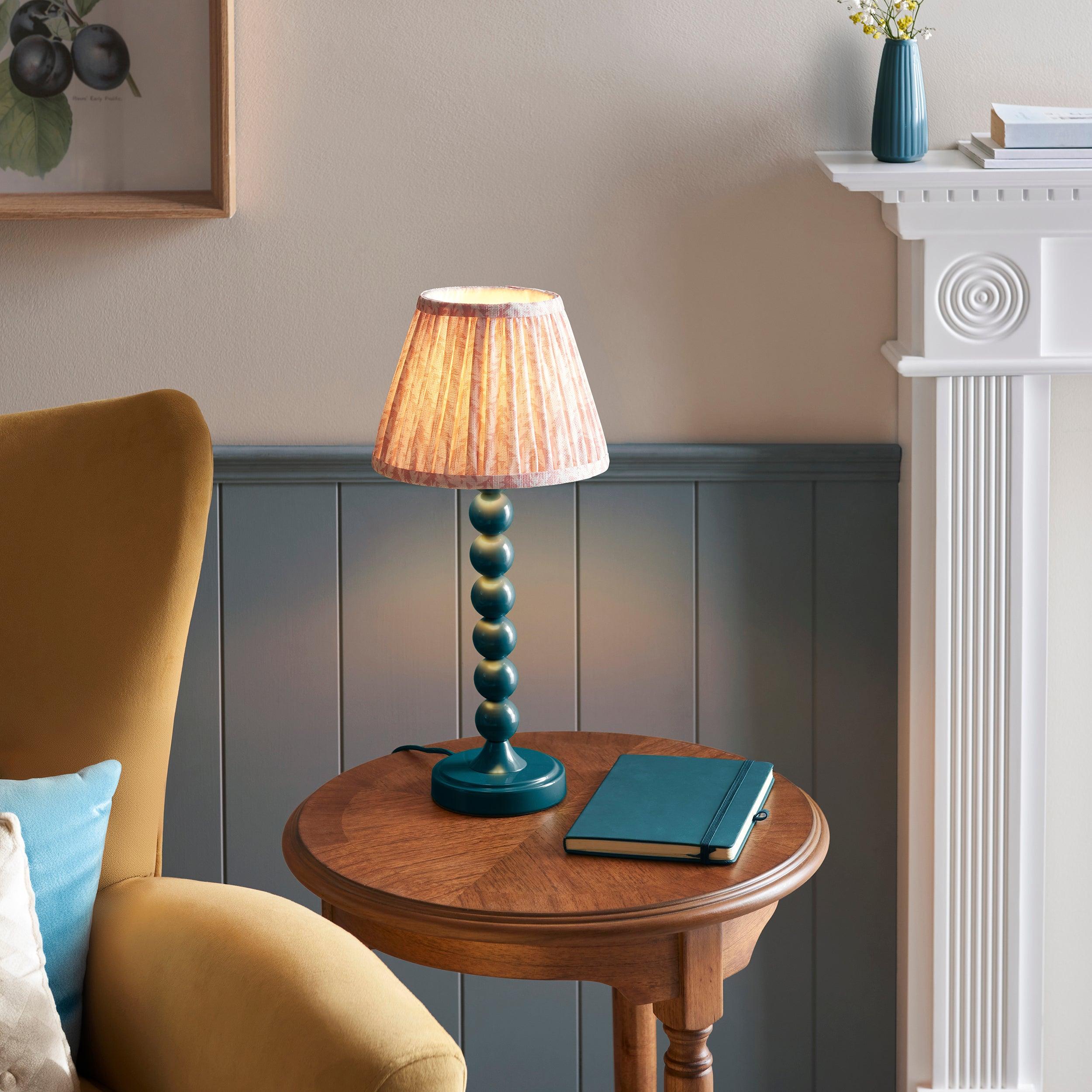 Higgledy Blue Table Lamp & Leaf 20cm Peachy Keen Shade