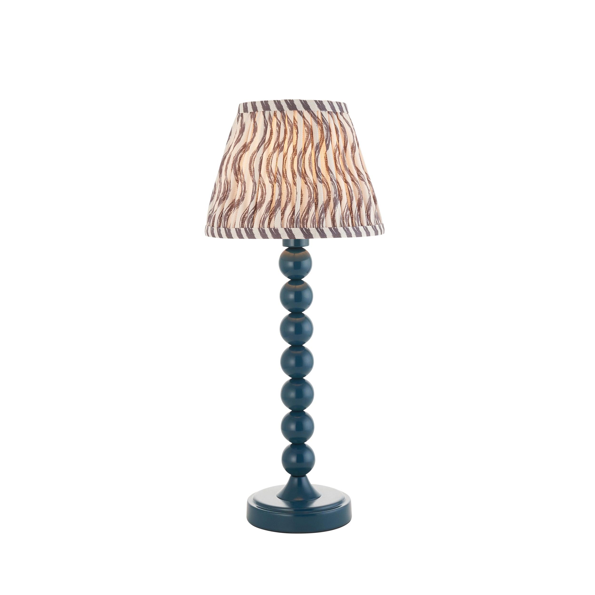 Higgledy Blue Table Lamp & Ripple 20cm Pearl Grey Shade
