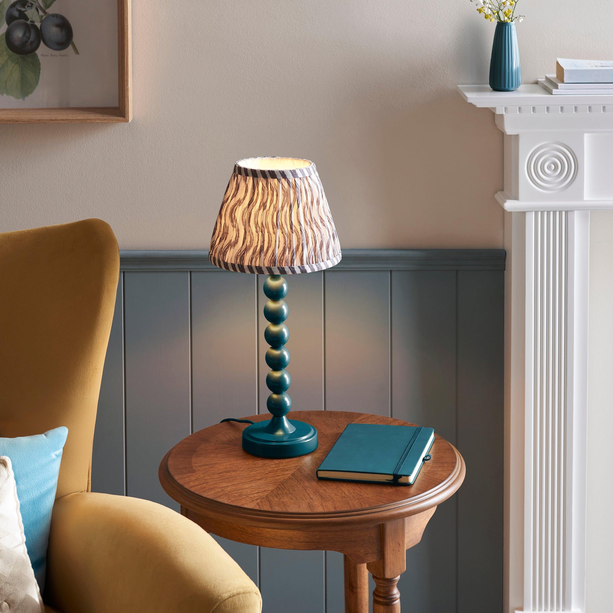 Higgledy Blue Table Lamp & Ripple 20cm Pearl Grey Shade