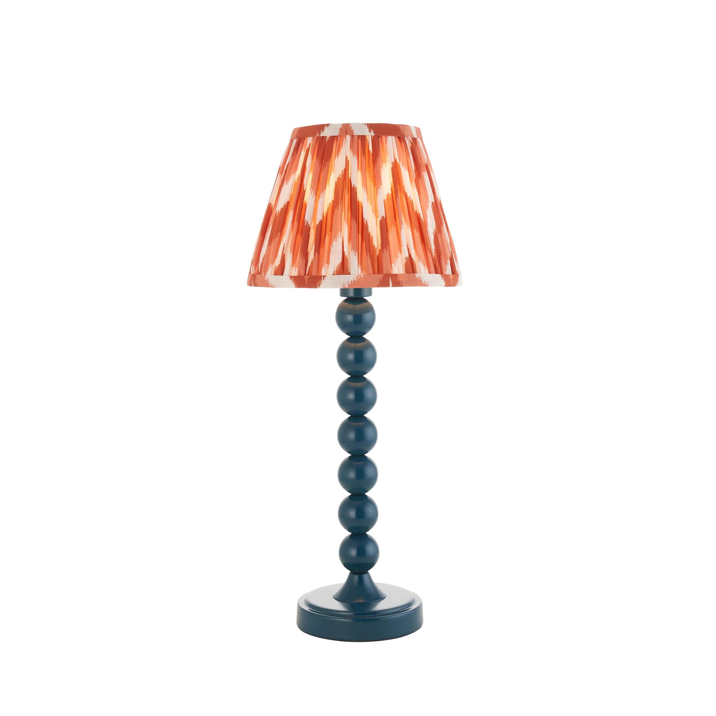 Higgledy Blue Table Lamp & Zigzag 20cm Apricot Orange Shade