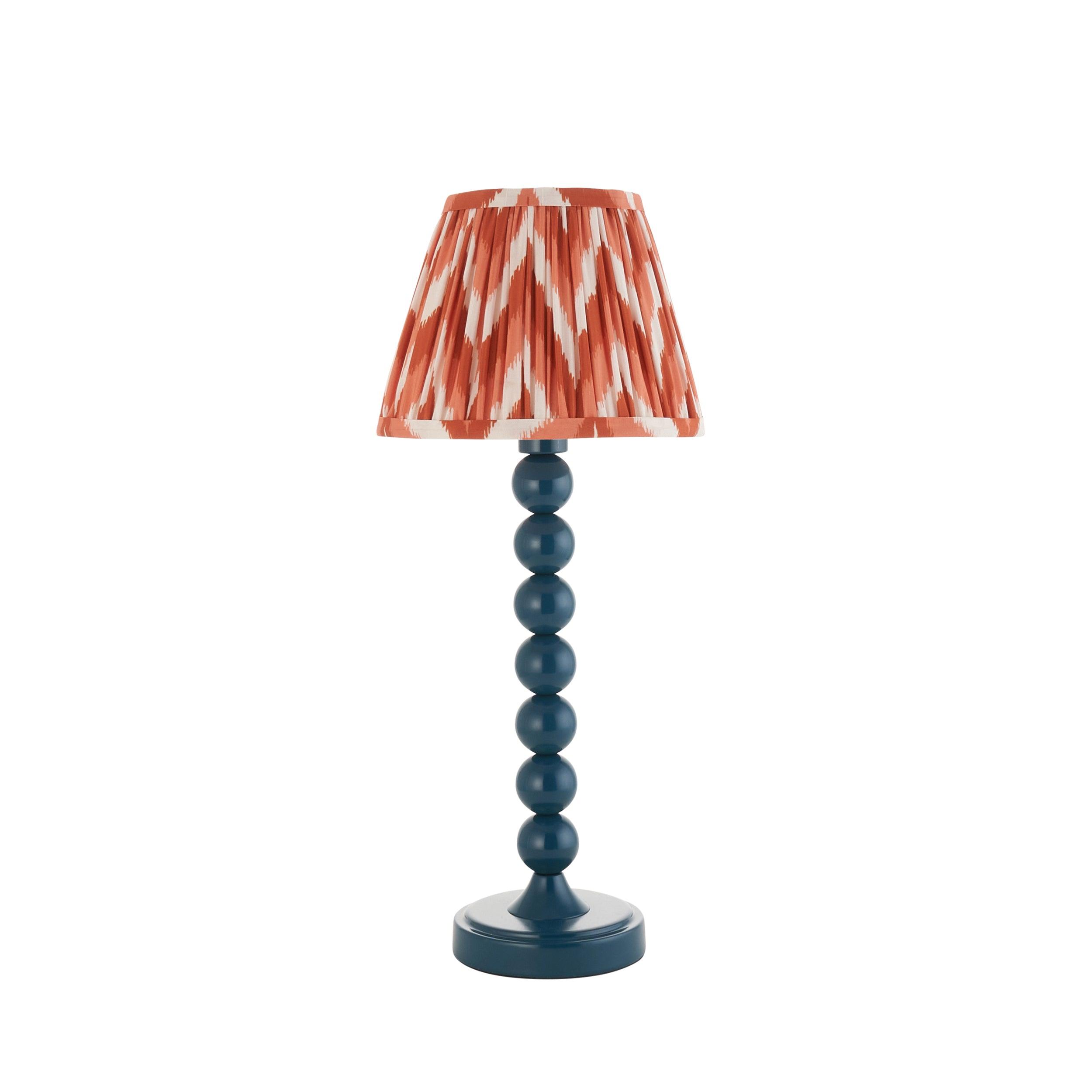 Higgledy Blue Table Lamp & Zigzag 20cm Apricot Orange Shade