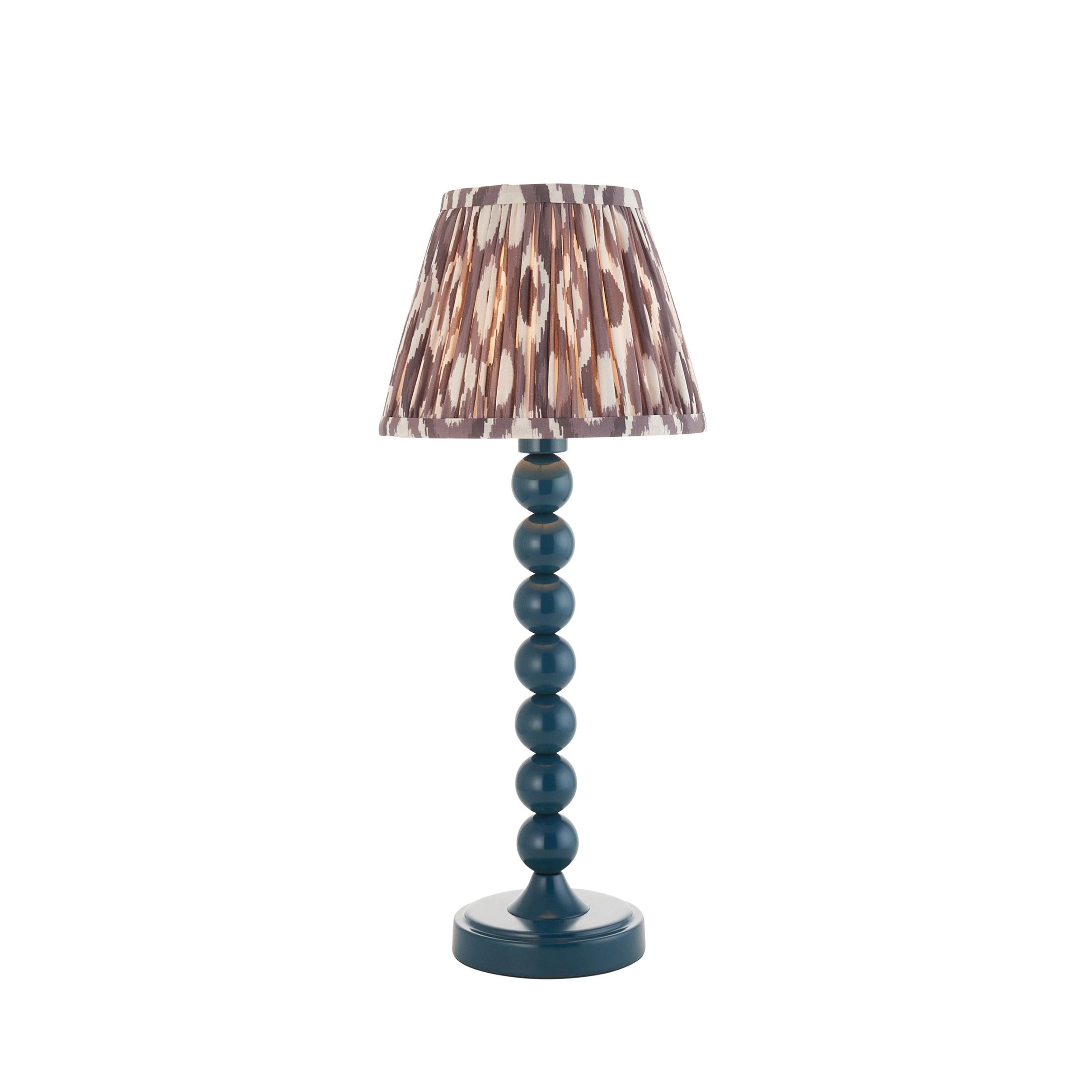 Higgledy Blue Table Lamp & Ikat 20cm Pearl Grey Shade