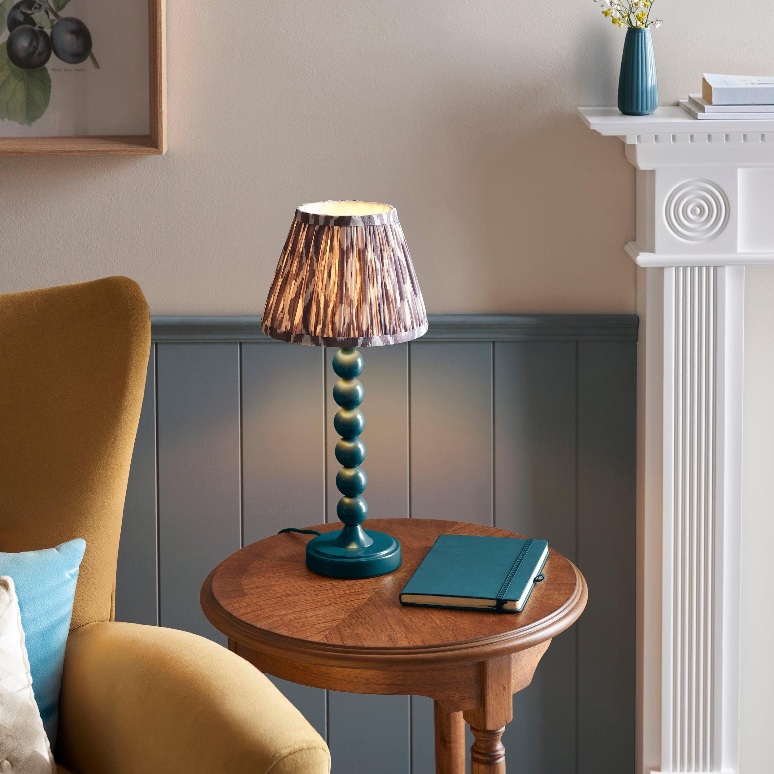 Higgledy Blue Table Lamp & Ikat 20cm Pearl Grey Shade