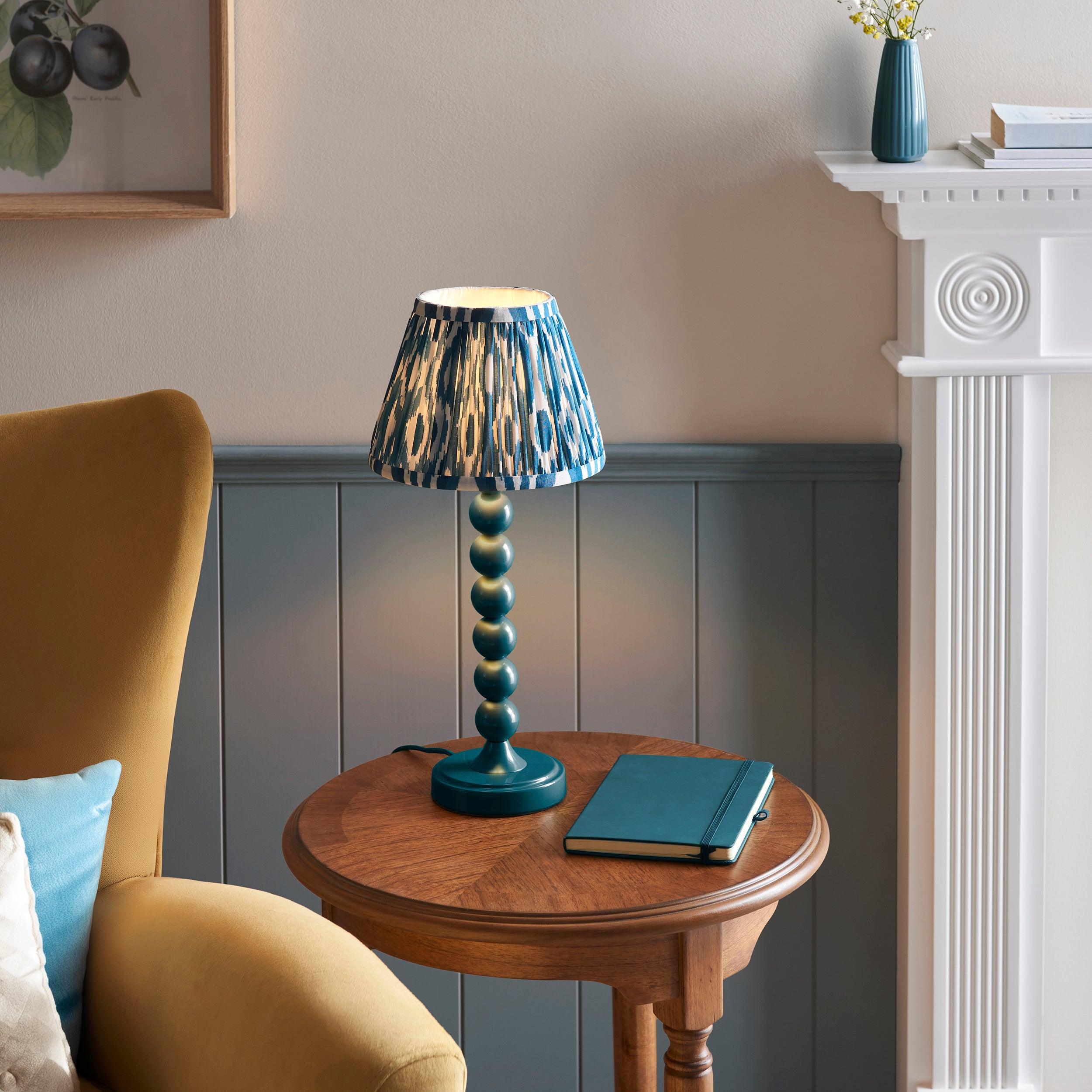 Higgledy Blue Table Lamp & Ikat 20cm Marlin Blue Shade