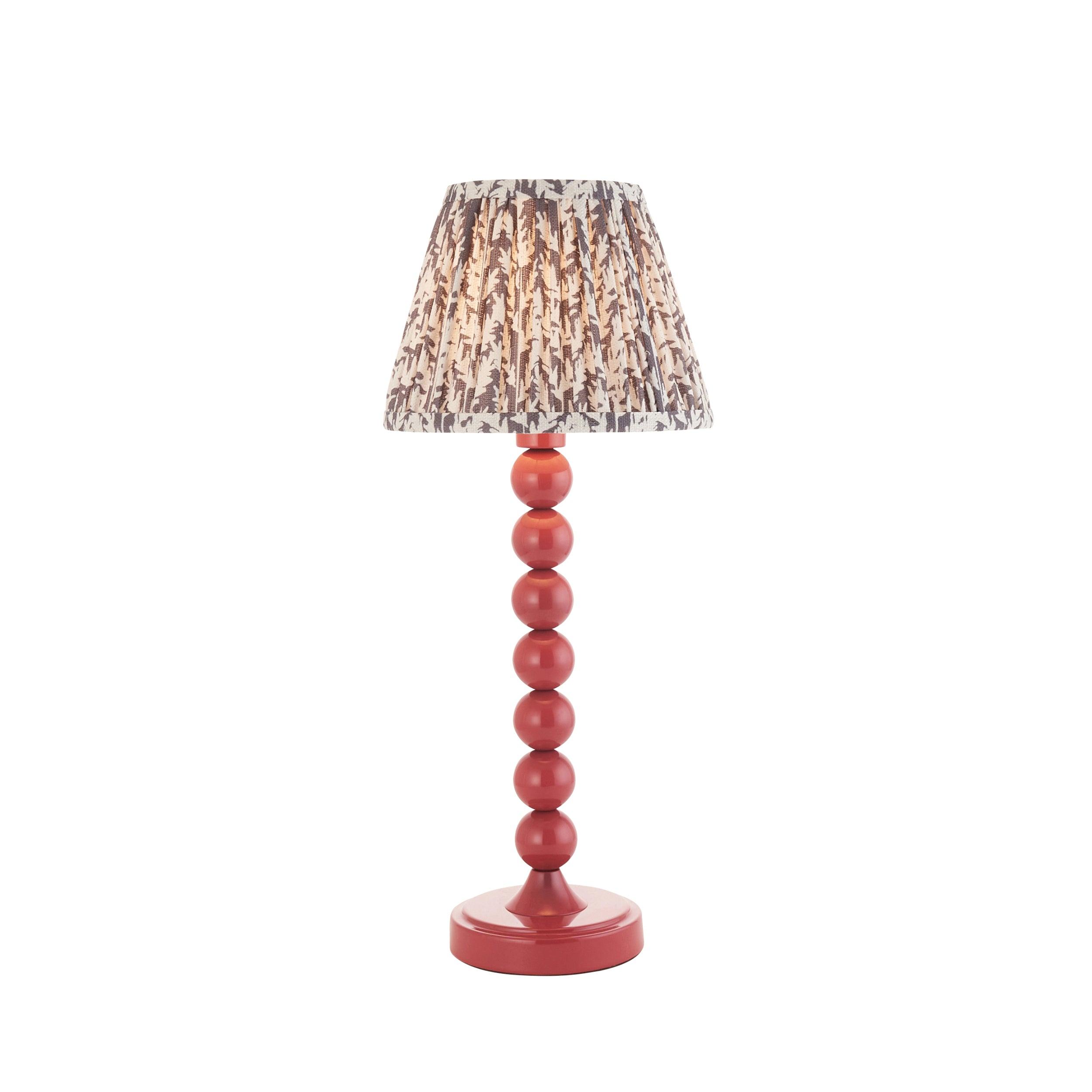 Higgledy Pink Table Lamp & Leaf 20cm Pearl Grey Shade