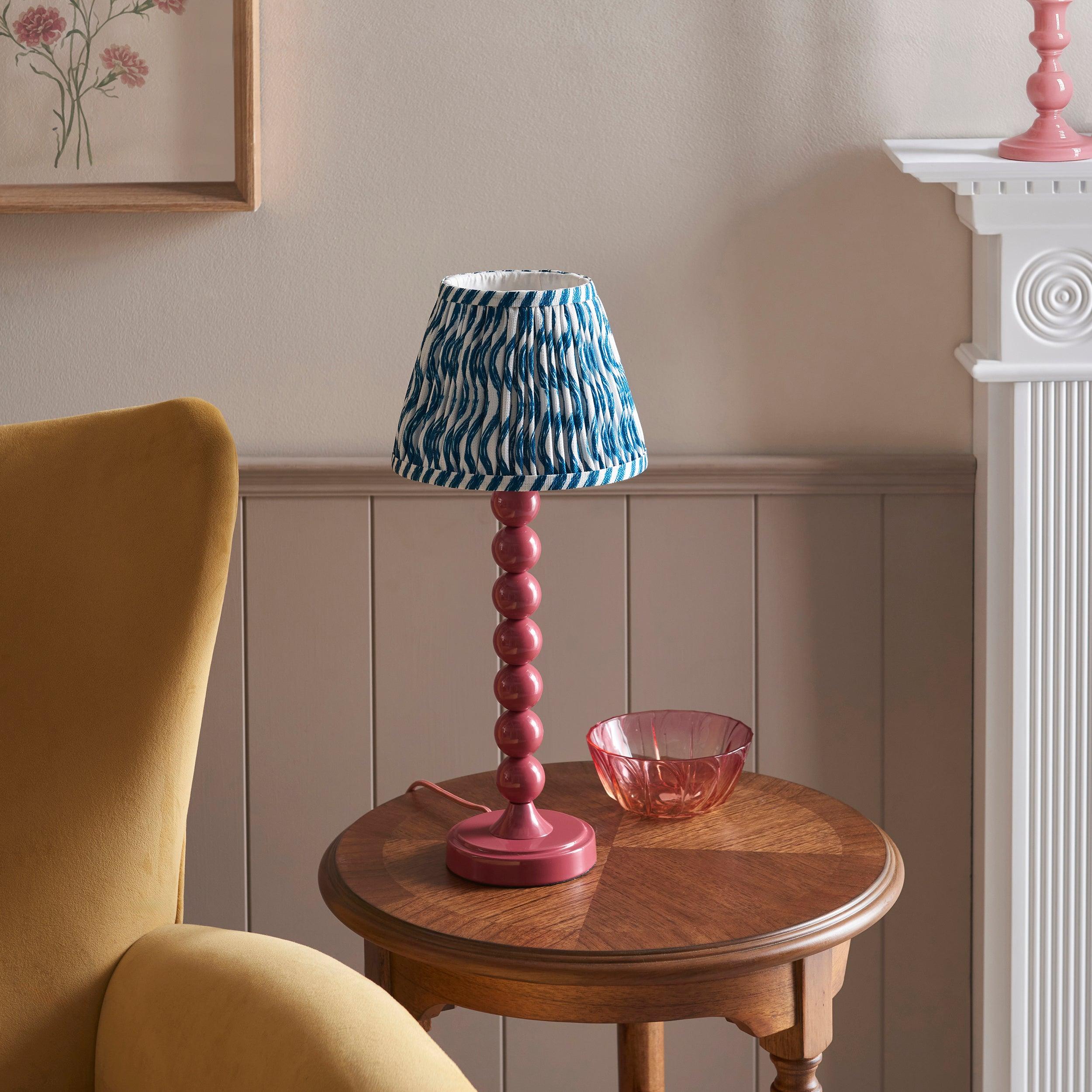 Higgledy Pink Table Lamp & Ripple 20cm Marlin Blue Shade