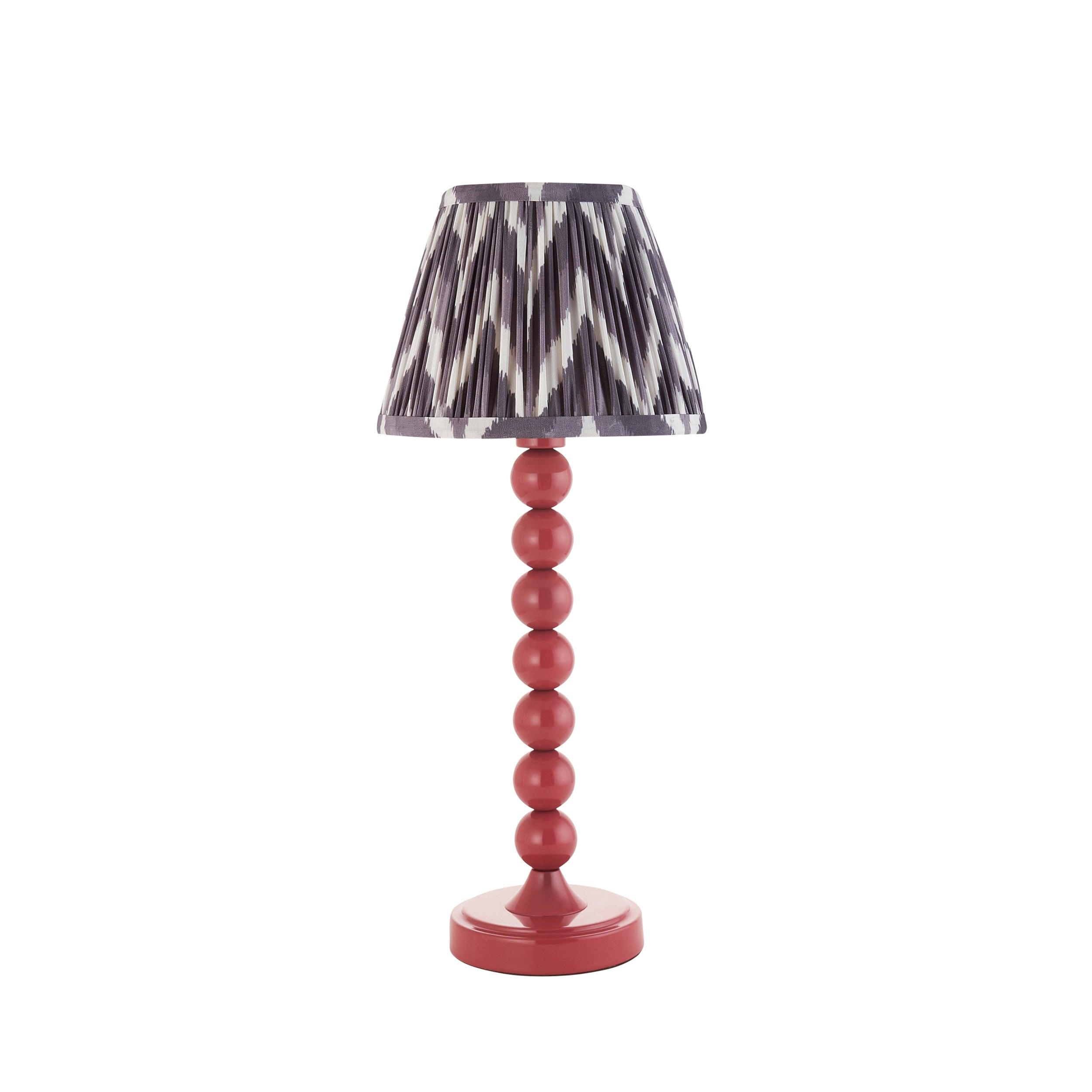 Higgledy Pink Table Lamp & Zigzag 20cm Pearl Grey Shade