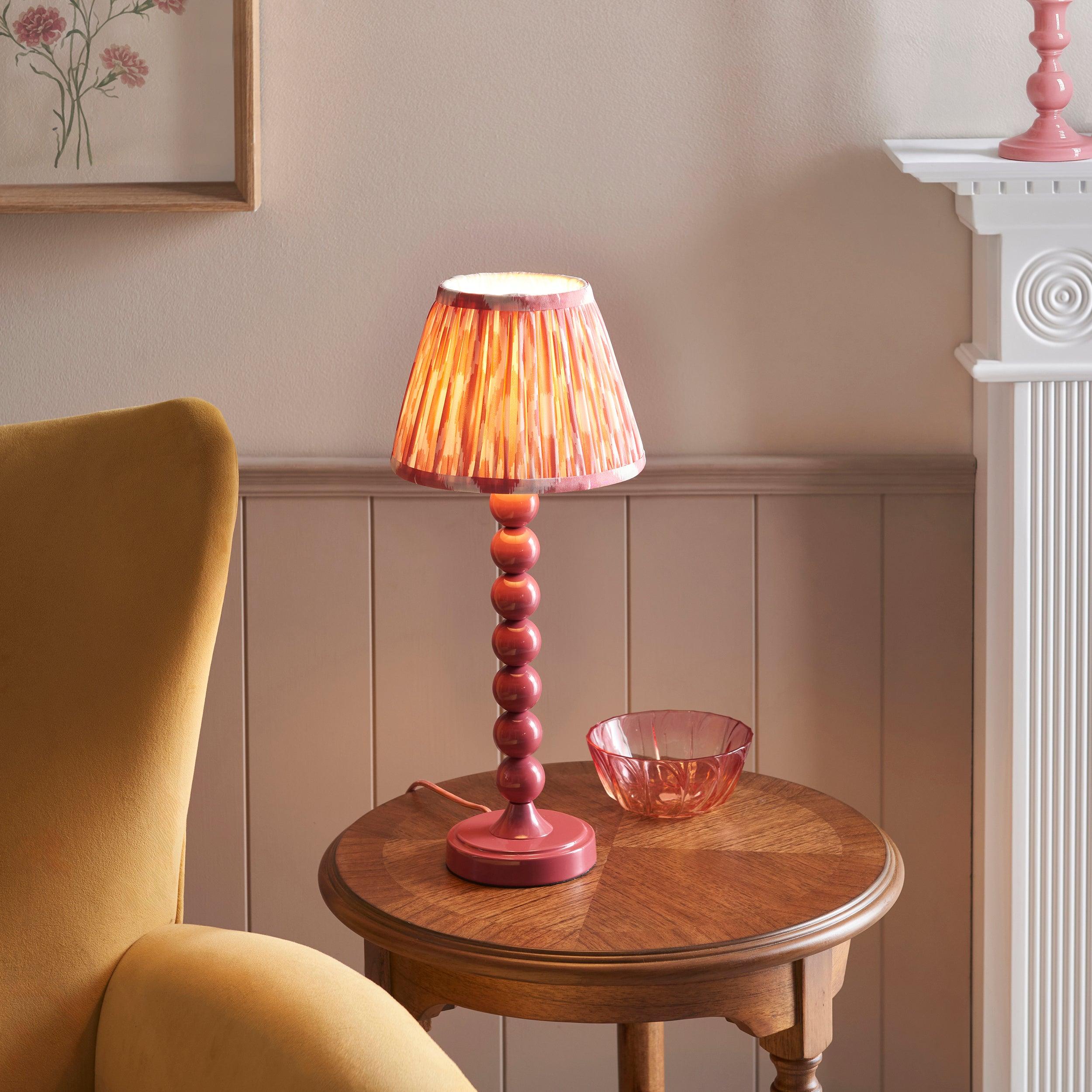 Higgledy Pink Table Lamp & Ikat 20cm Coral Pink Shade