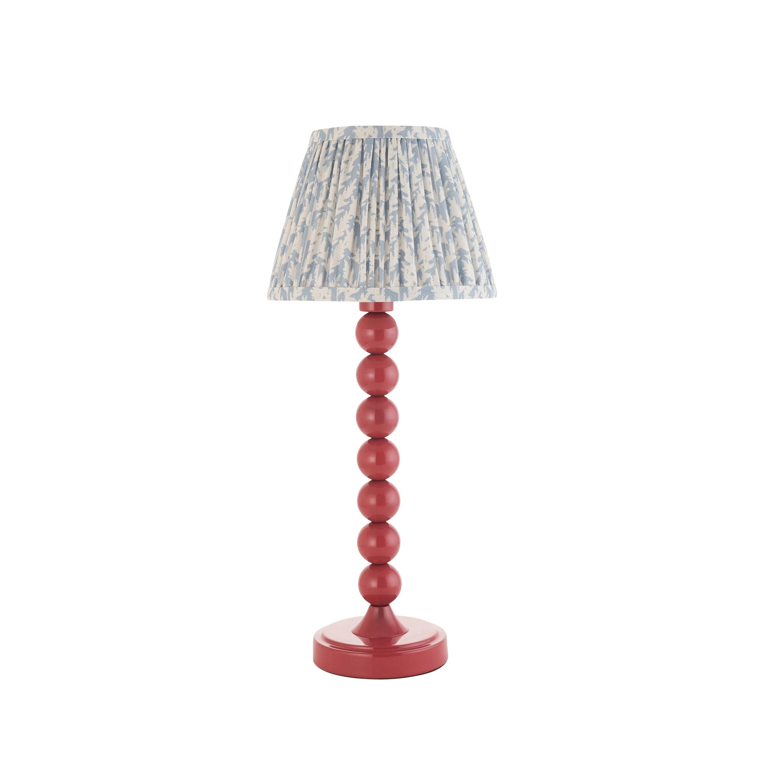 Higgledy Pink Table Lamp & Leaf 20cm Shell Bay Blue Shade