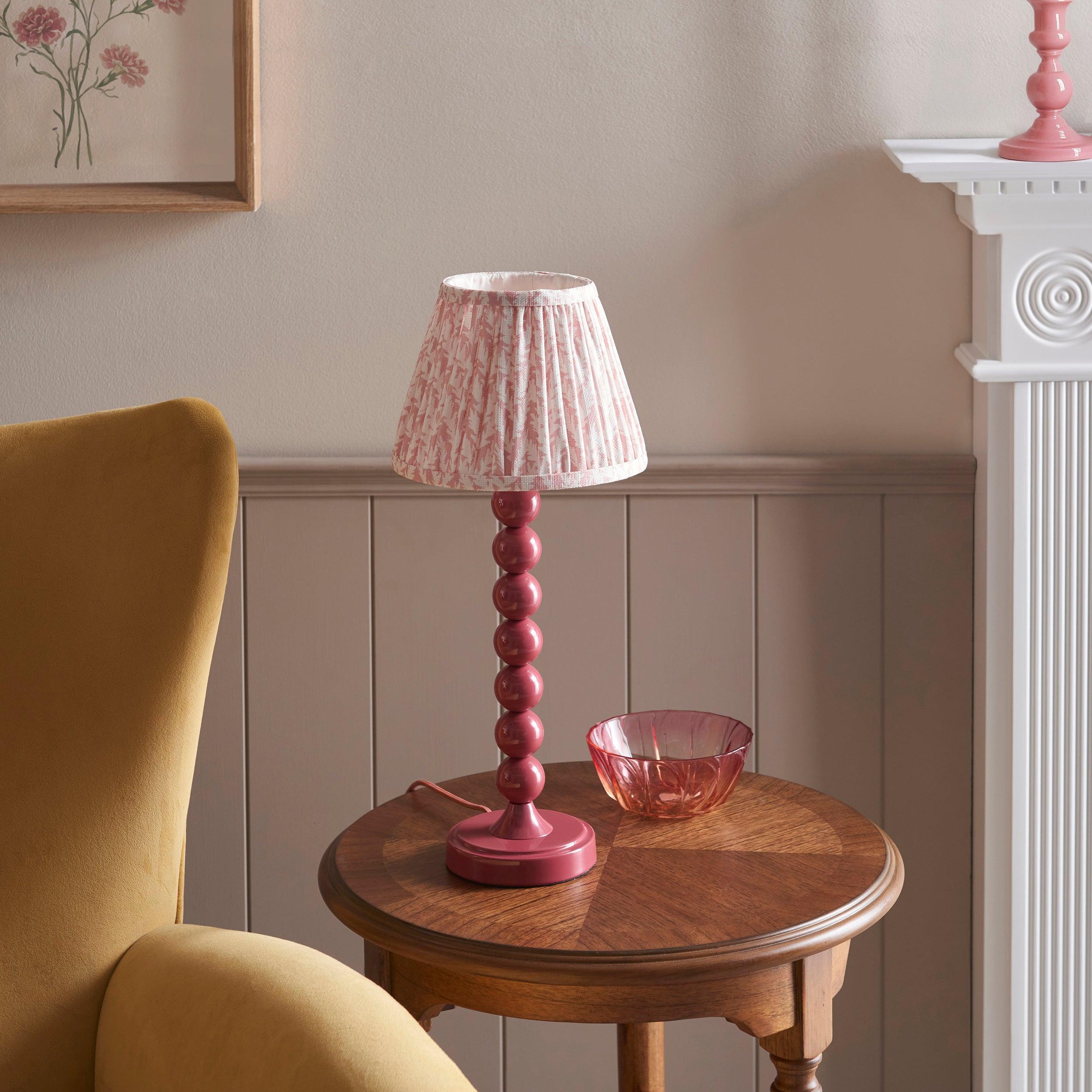 Higgledy Pink Table Lamp & Leaf 20cm Peachy Keen Shade