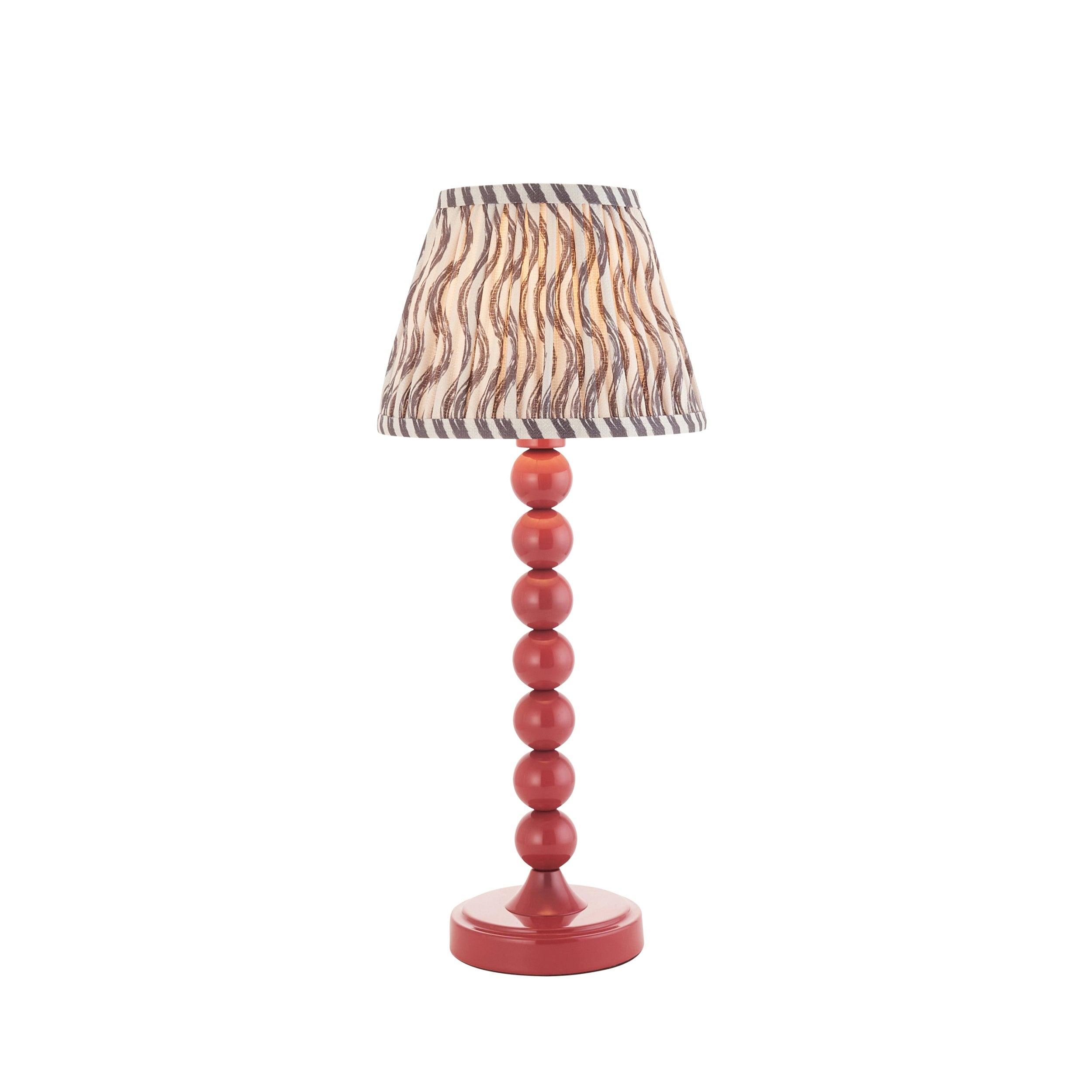 Higgledy Pink Table Lamp & Ripple 20cm Pearl Grey Shade