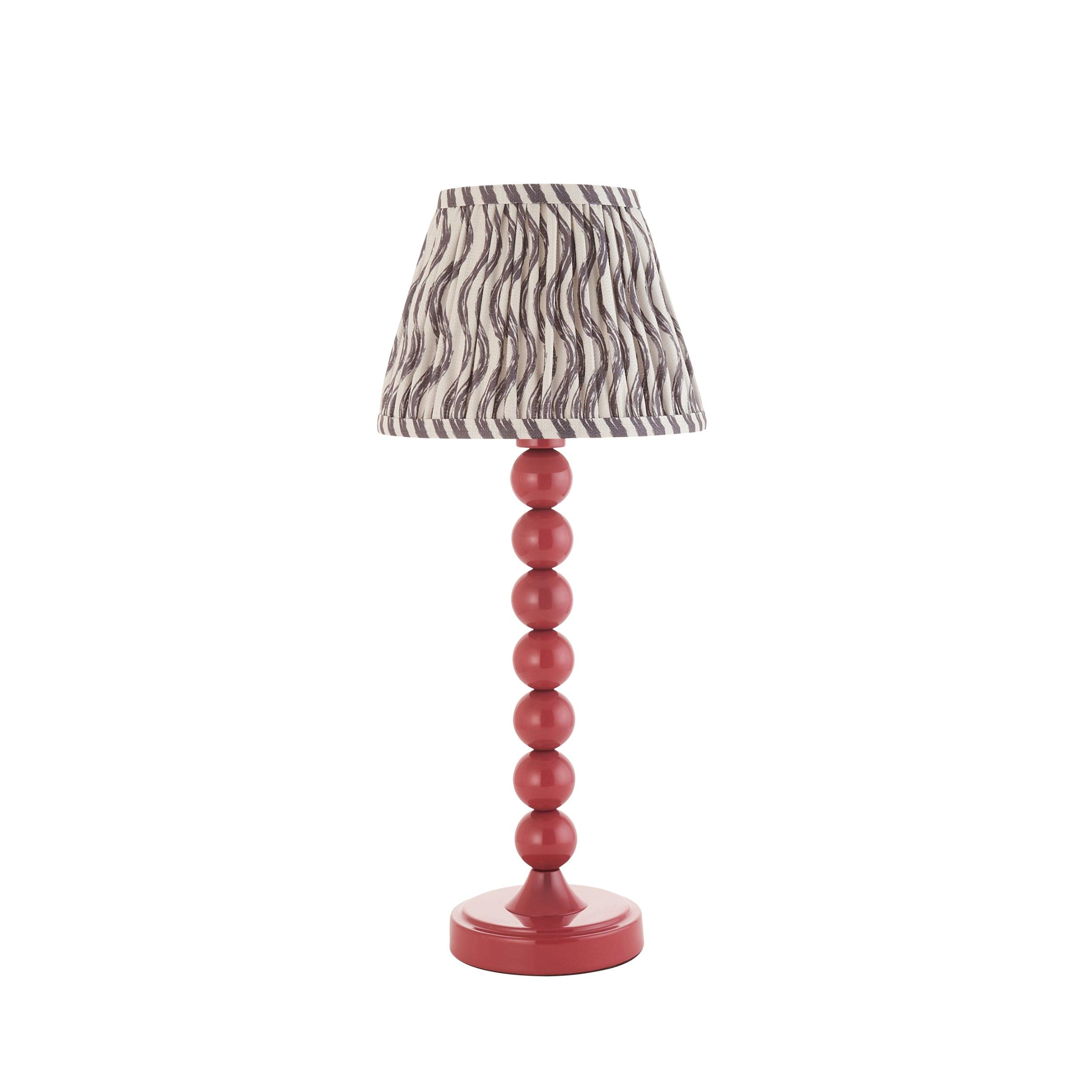 Higgledy Pink Table Lamp & Ripple 20cm Pearl Grey Shade