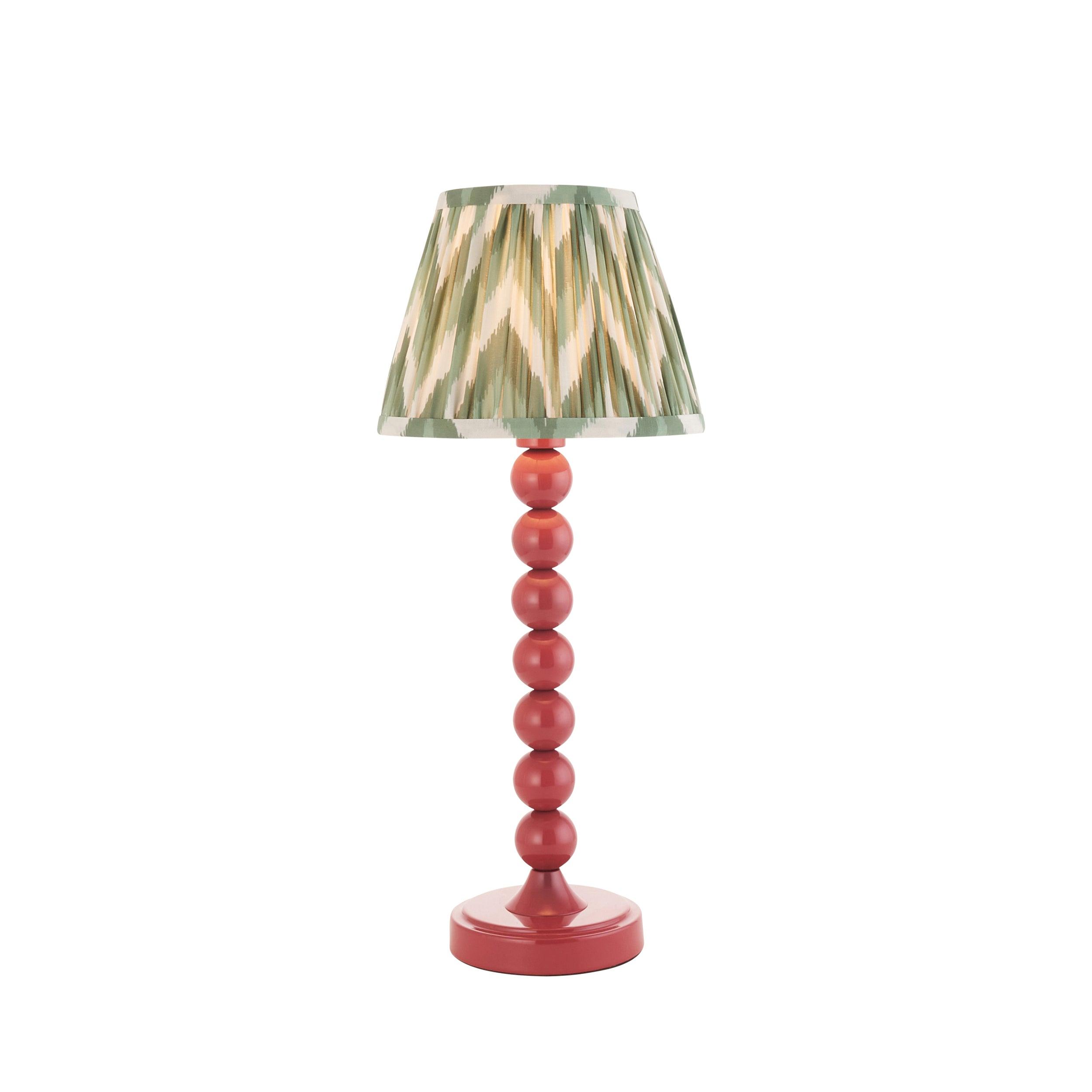 Higgledy Pink Table Lamp & Zigzag 20cm Cotswold Green Shade