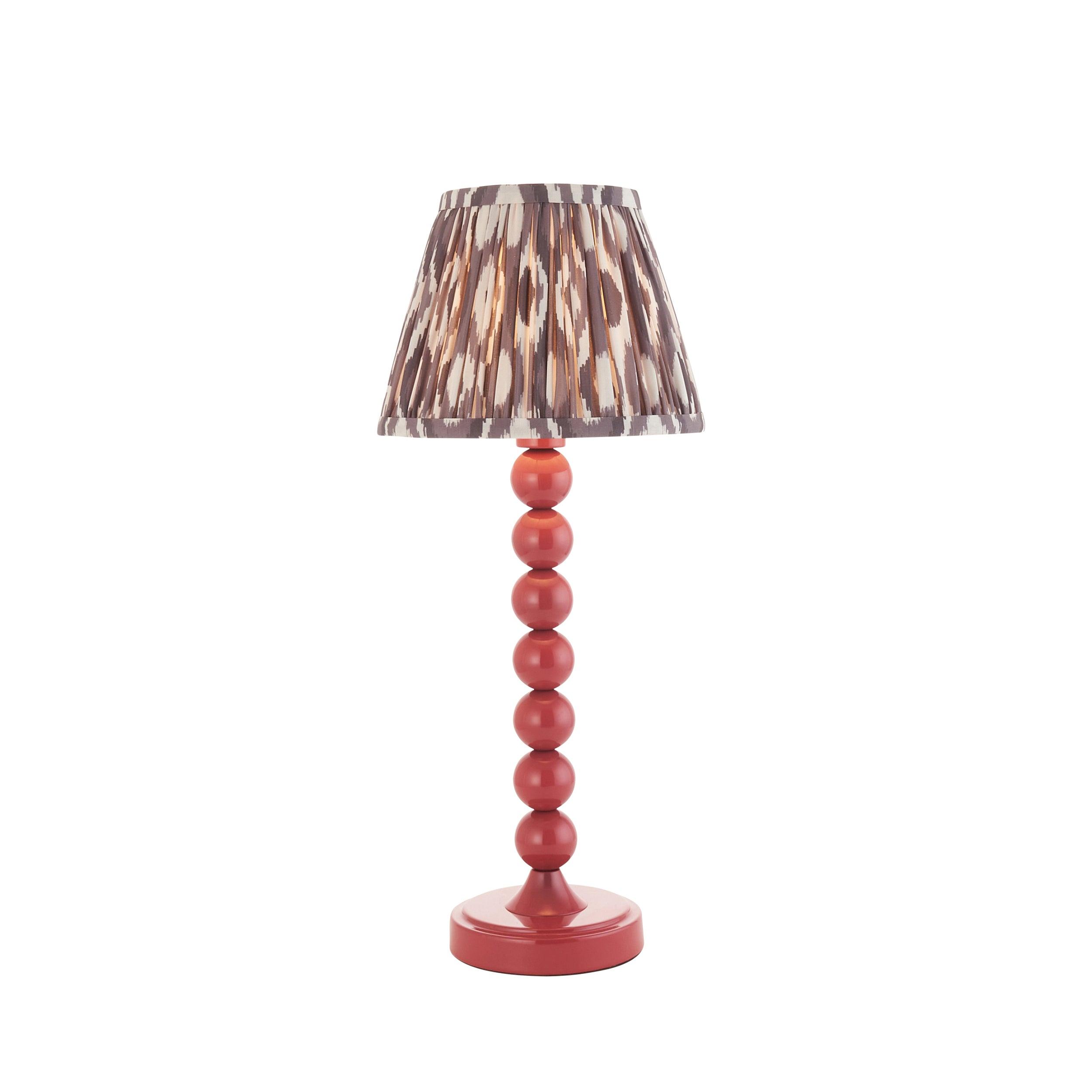 Higgledy Pink Table Lamp & Ikat 20cm Pearl Grey Shade