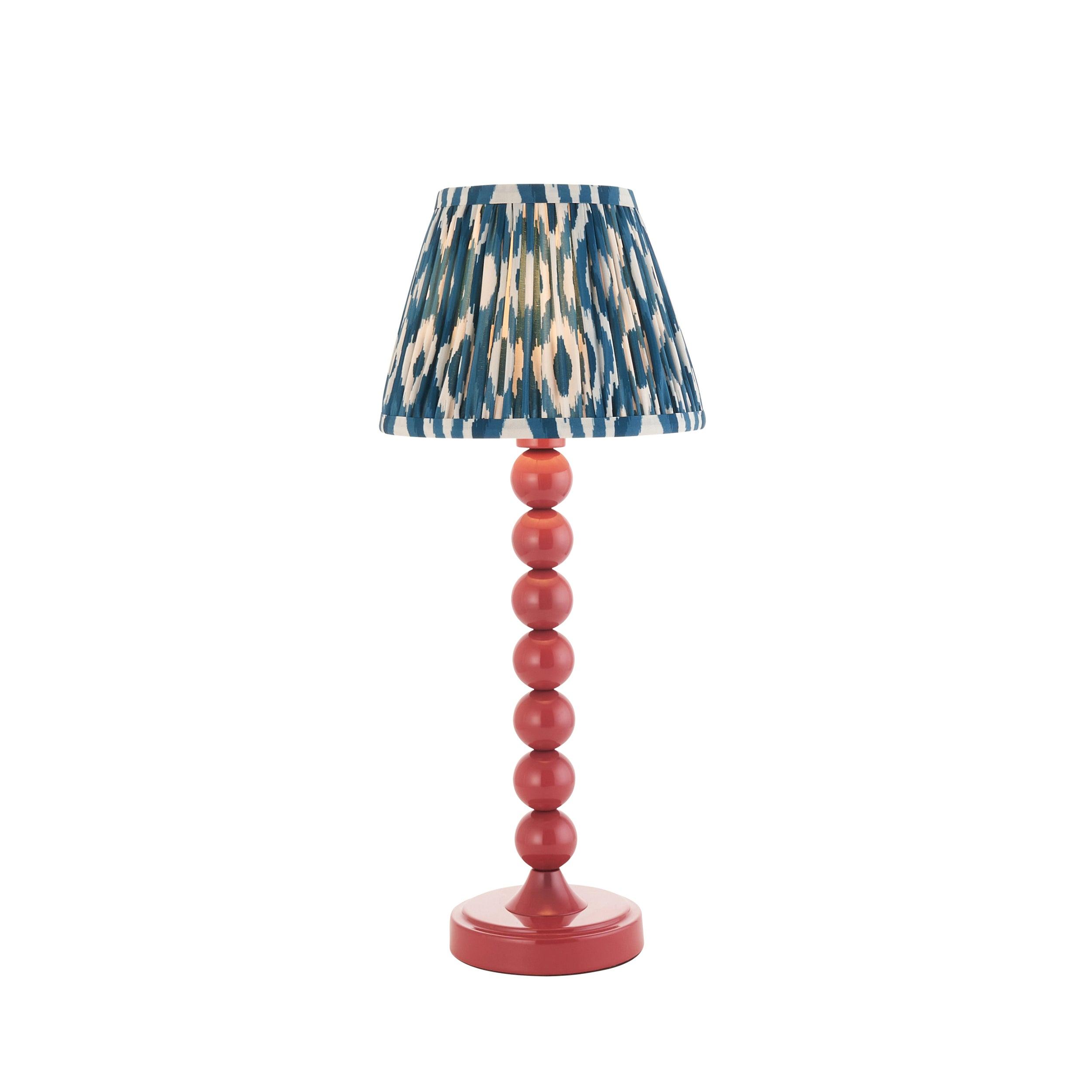 Higgledy Pink Table Lamp & Ikat 20cm Marlin Blue Shade