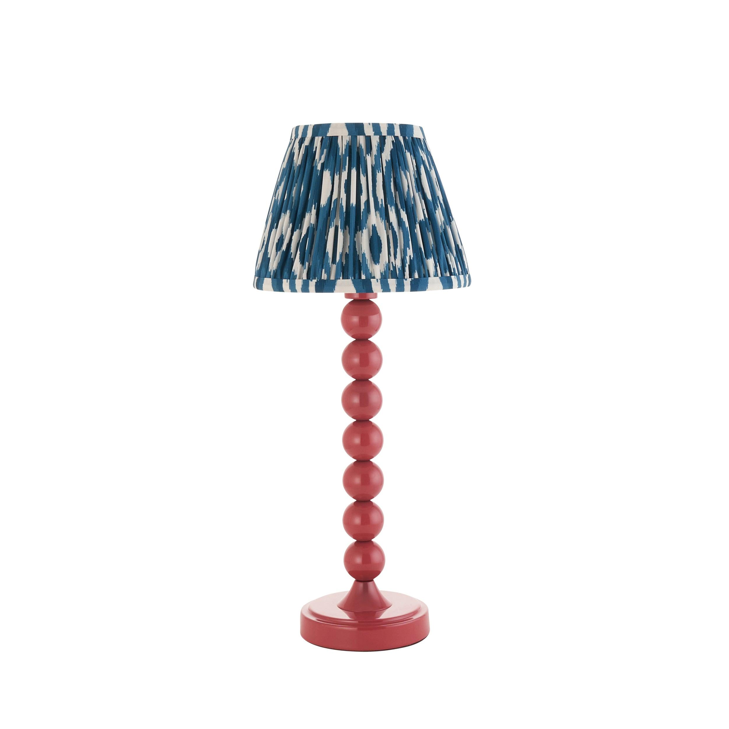 Higgledy Pink Table Lamp & Ikat 20cm Marlin Blue Shade