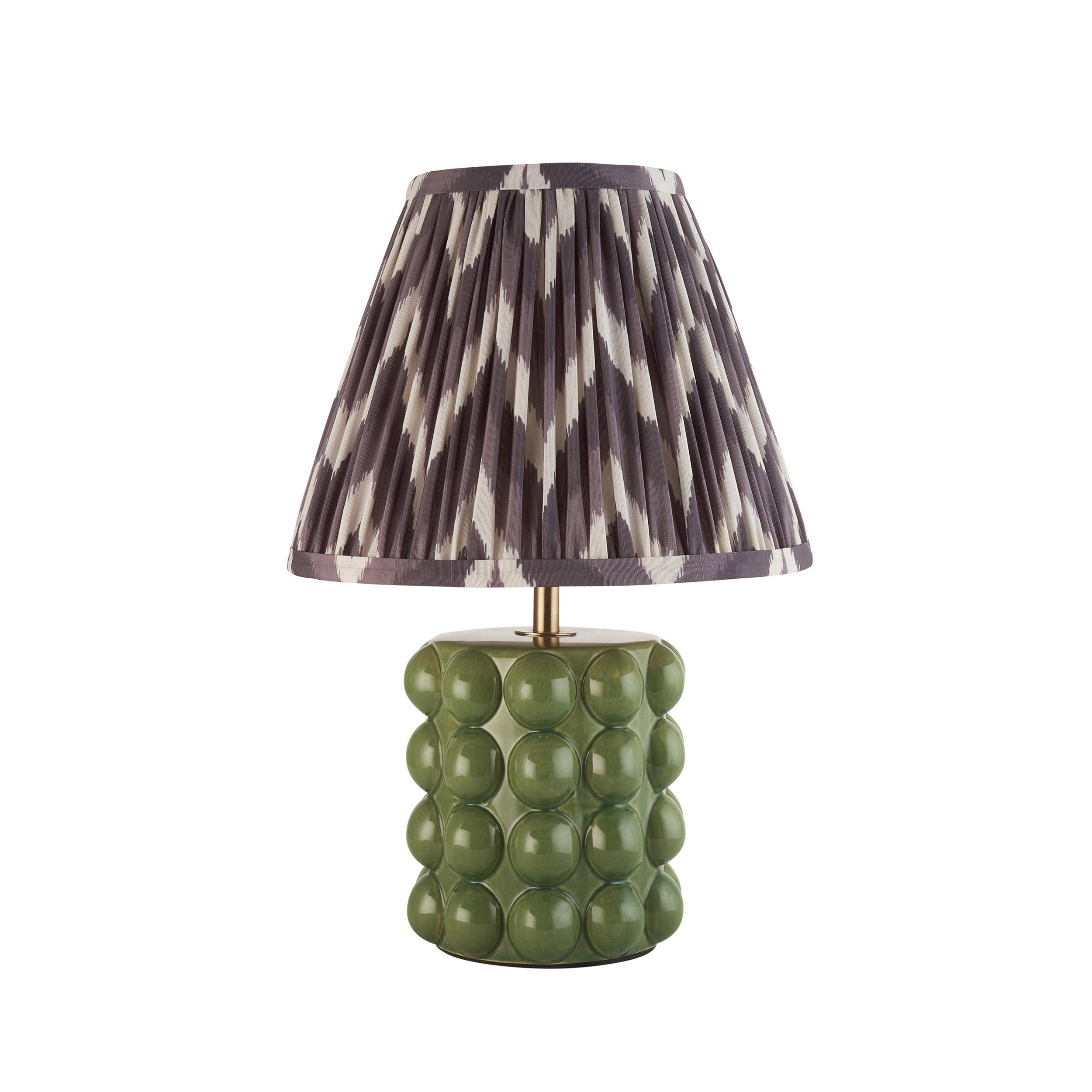 Bobble Ceramic Table & Zigzag 25cm Pearl Grey Shade