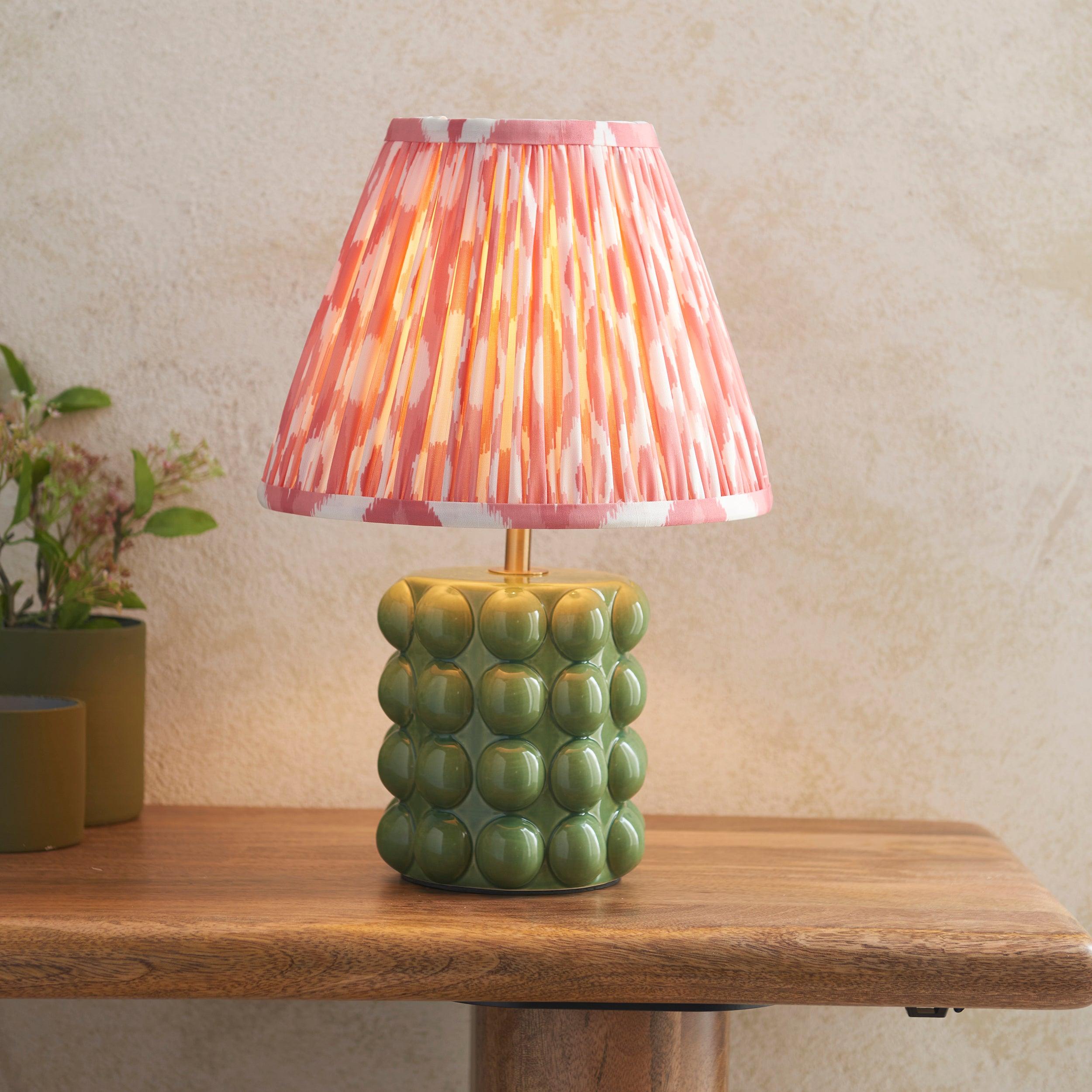 Bobble Ceramic Table & Ikat 25cm Coral Pink Shade