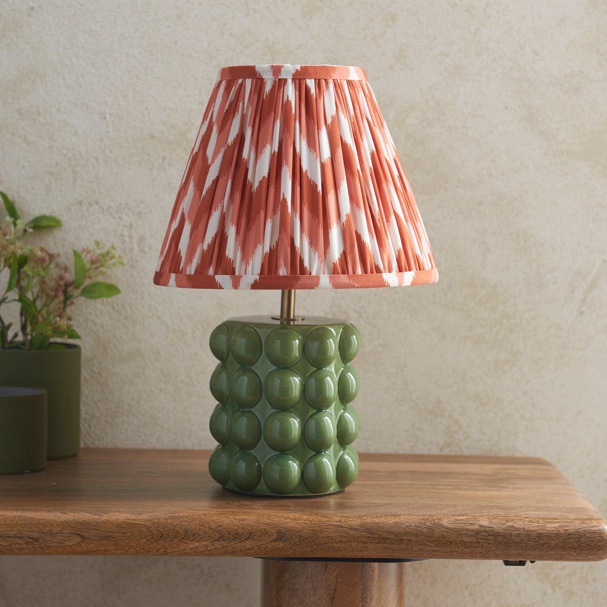 Bobble Ceramic Table & Zigzag 25cm Apricot Orange Shade