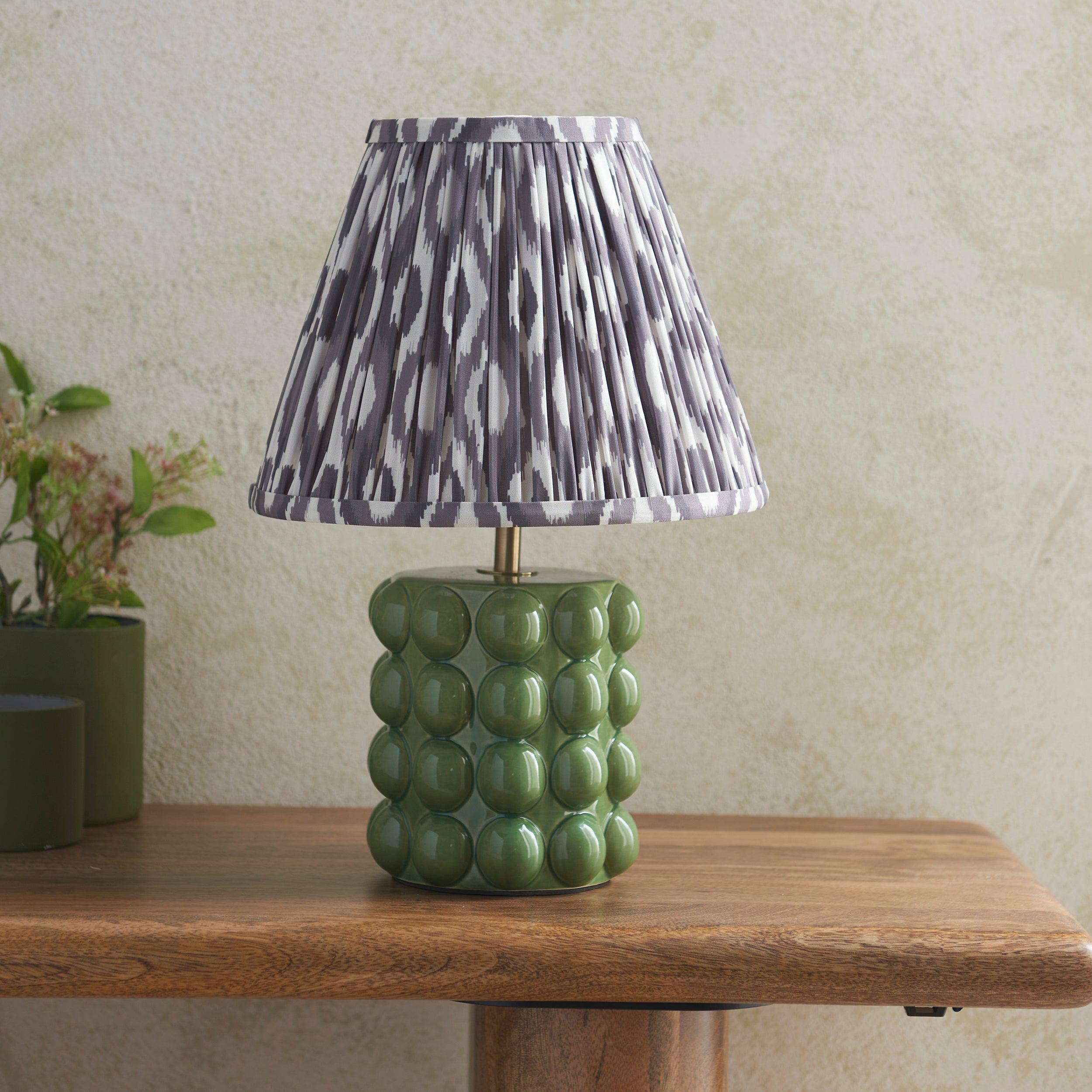 Bobble Ceramic Table & Ikat 25cm Pearl Grey Shade