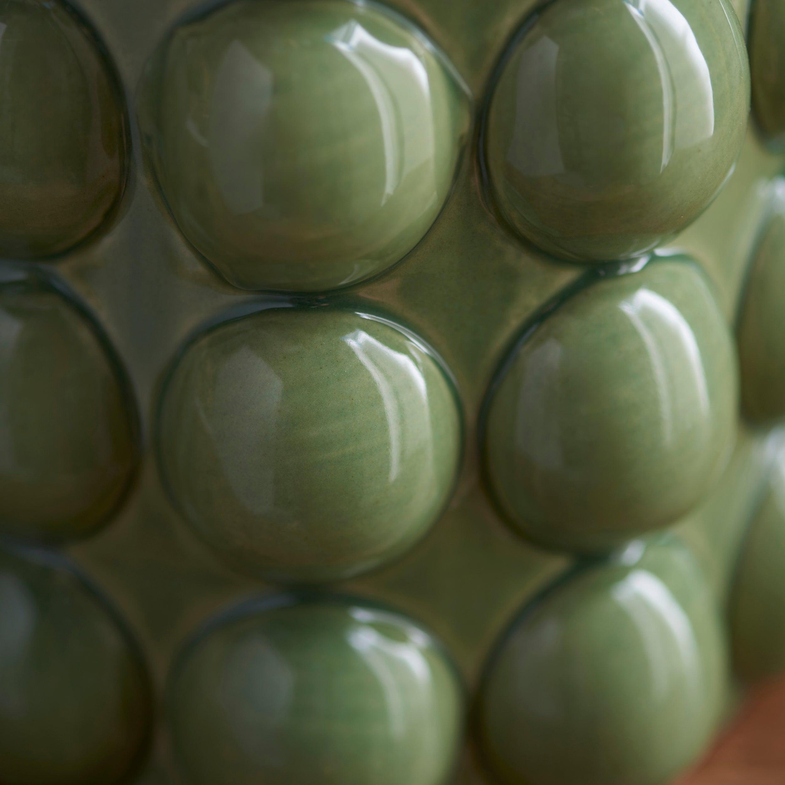 Bobble Green Table Lamp & 24cm Natural Raffia Shade