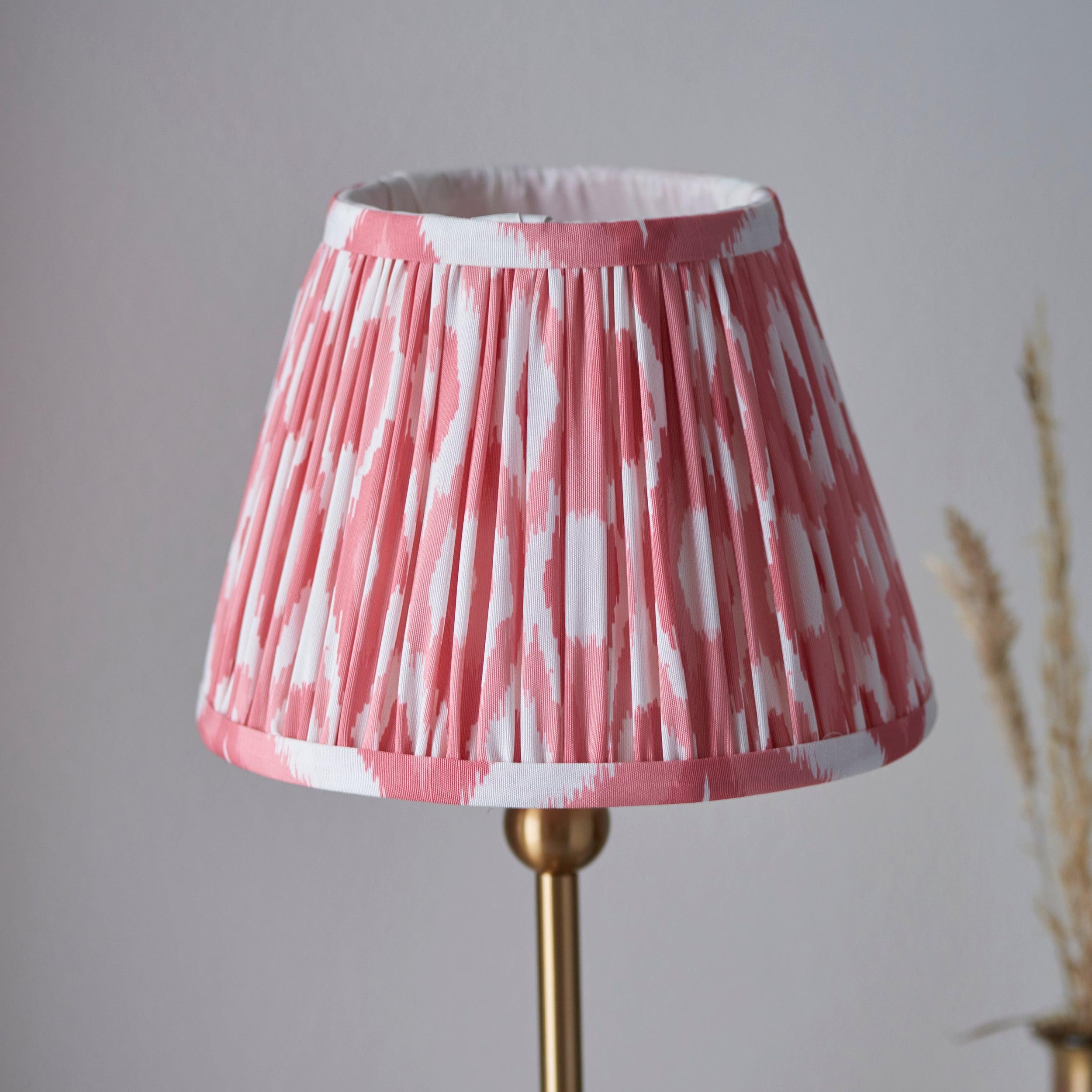 Santiago Small Brass Table Lamp With Pink Ikat Shade