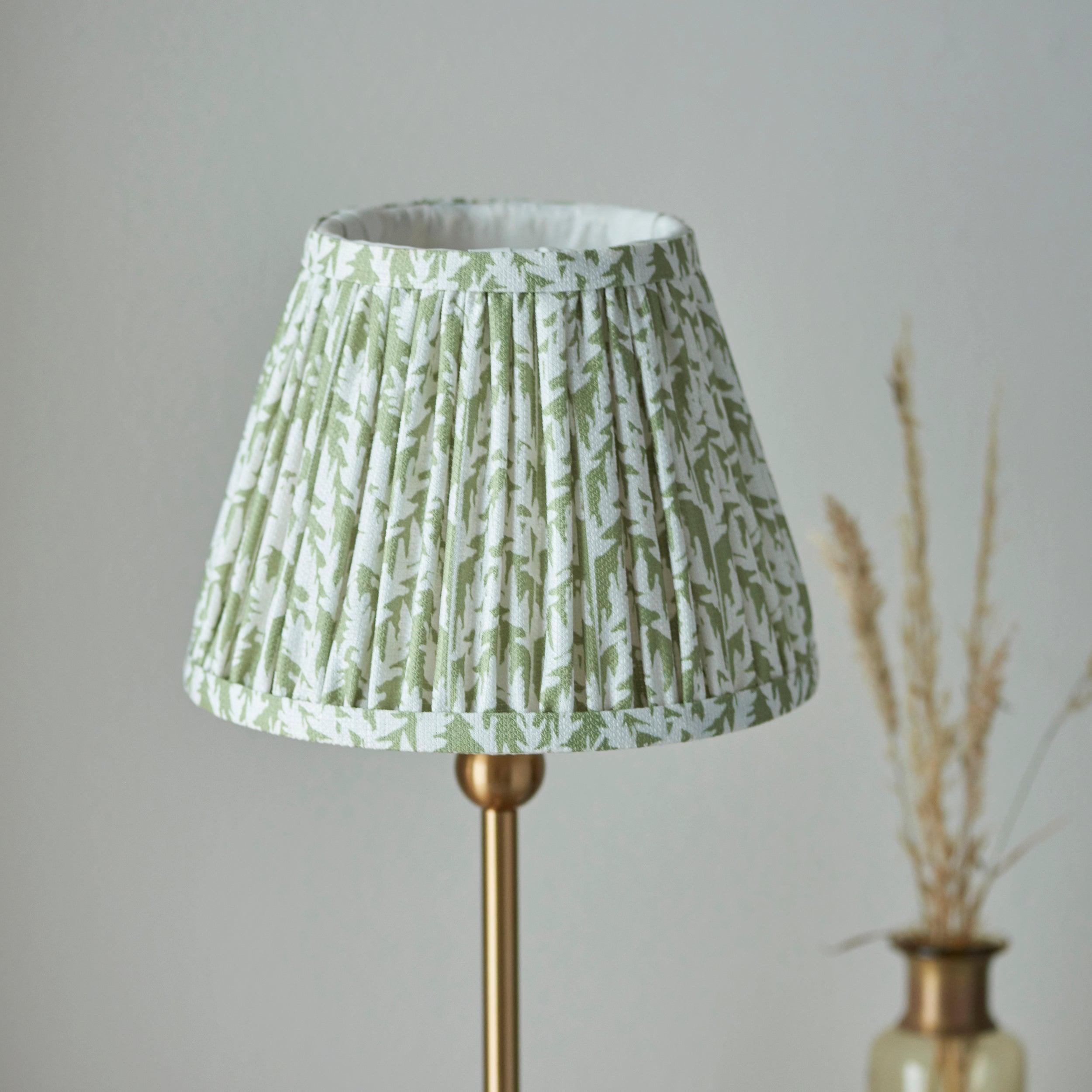 Santiago Small Brass Table Lamp With Green Leaf Shade