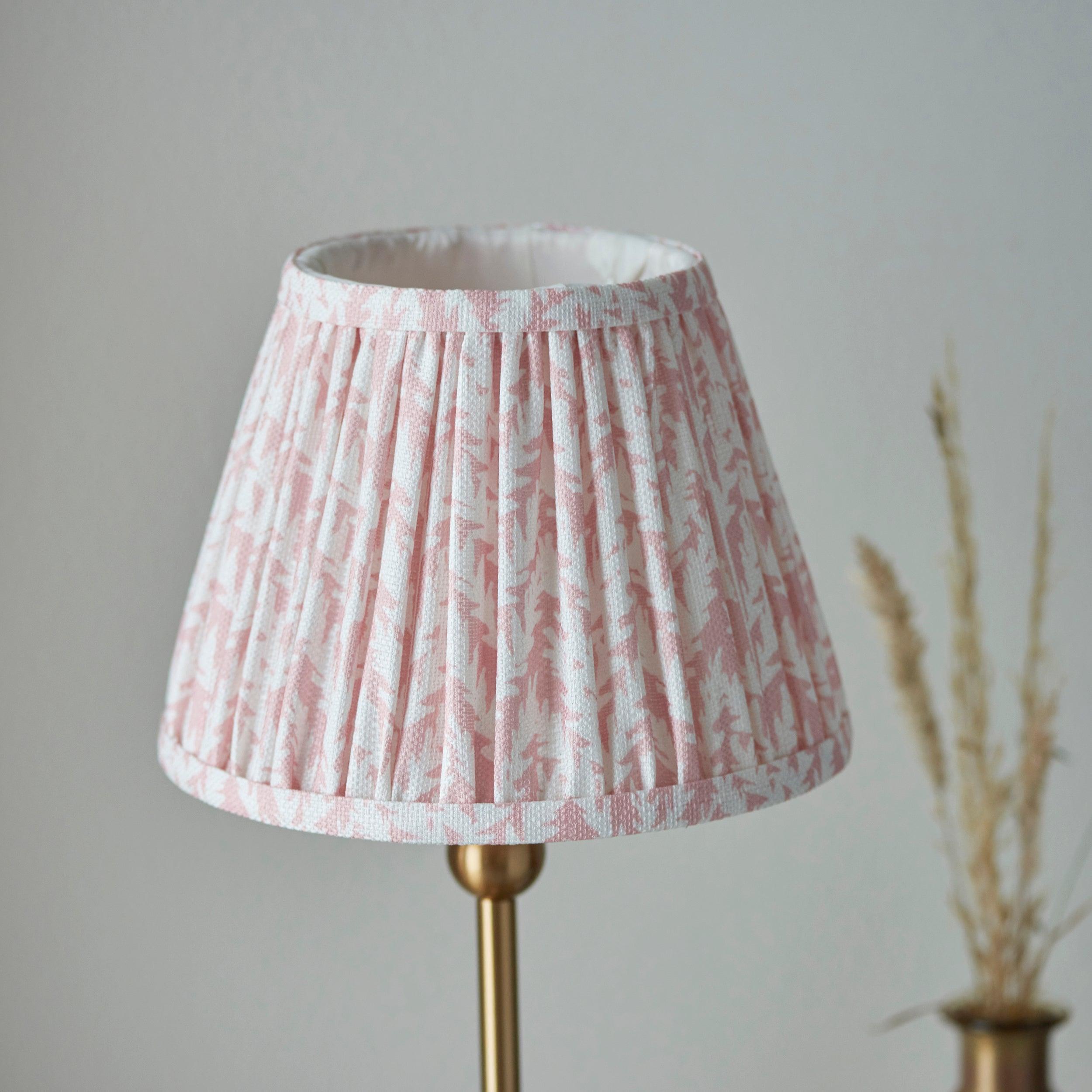 Santiago Small Brass Table Lamp With Peachy Leaf Shade