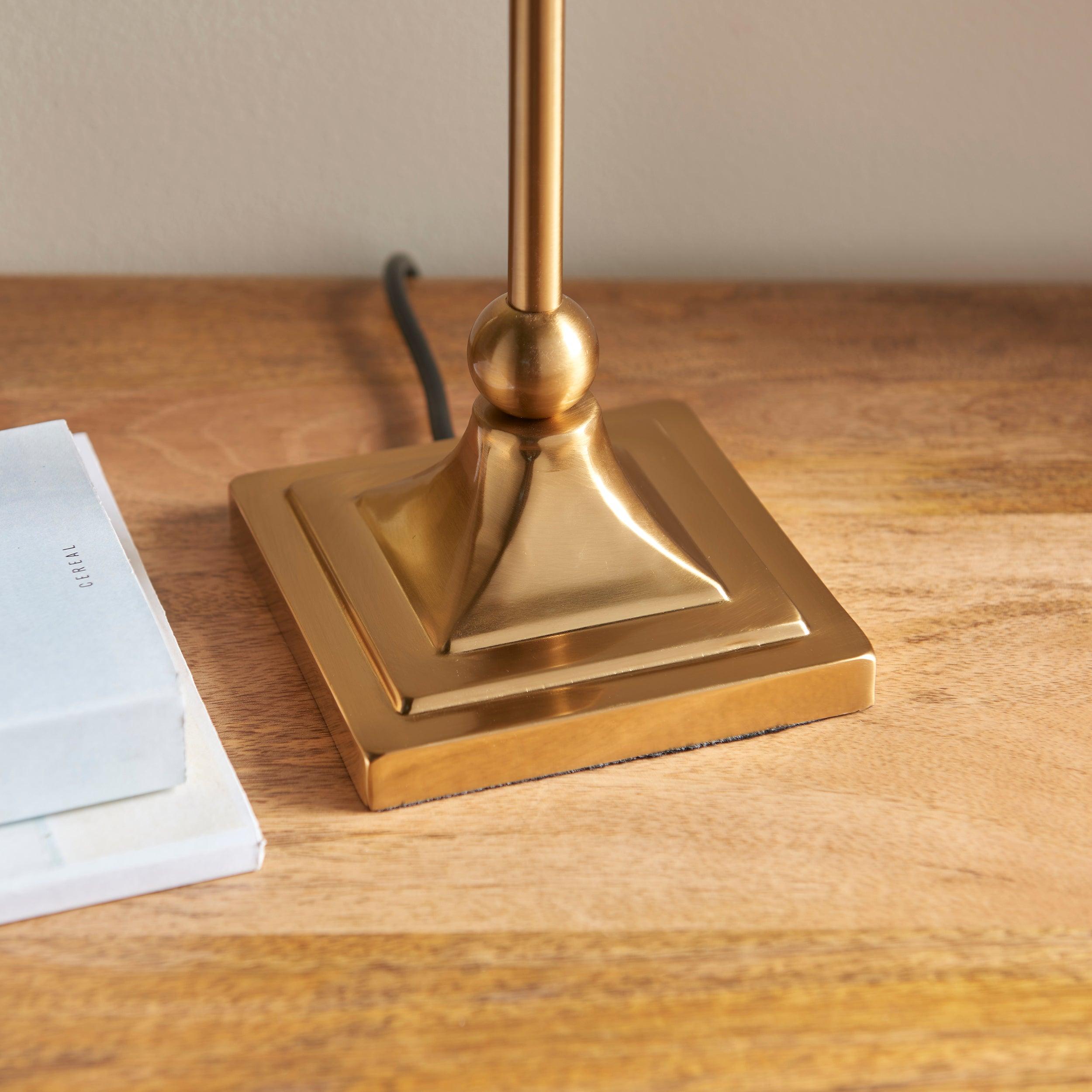 Santiago Small Brass Table Lamp With Blue Ikay Shade
