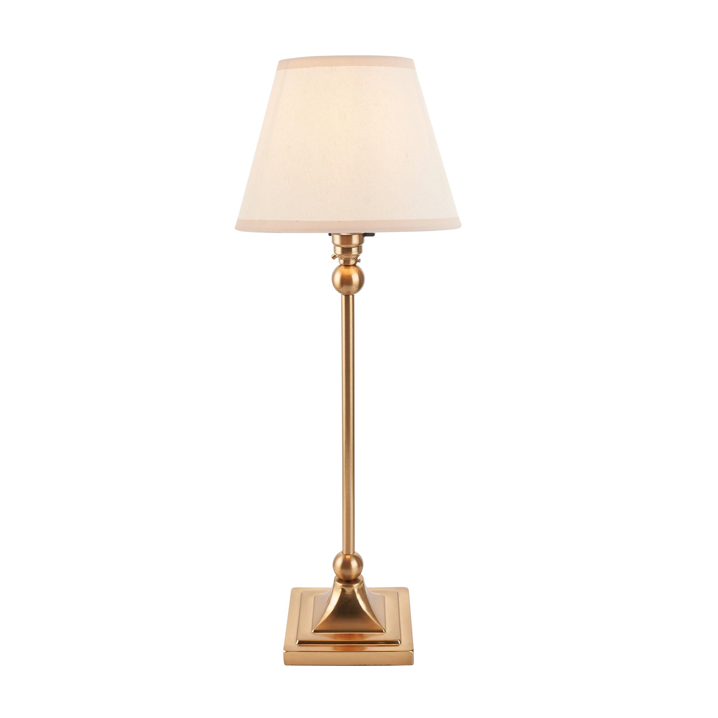 Santiago Small Brass Table Lamp With White Ivy Shade