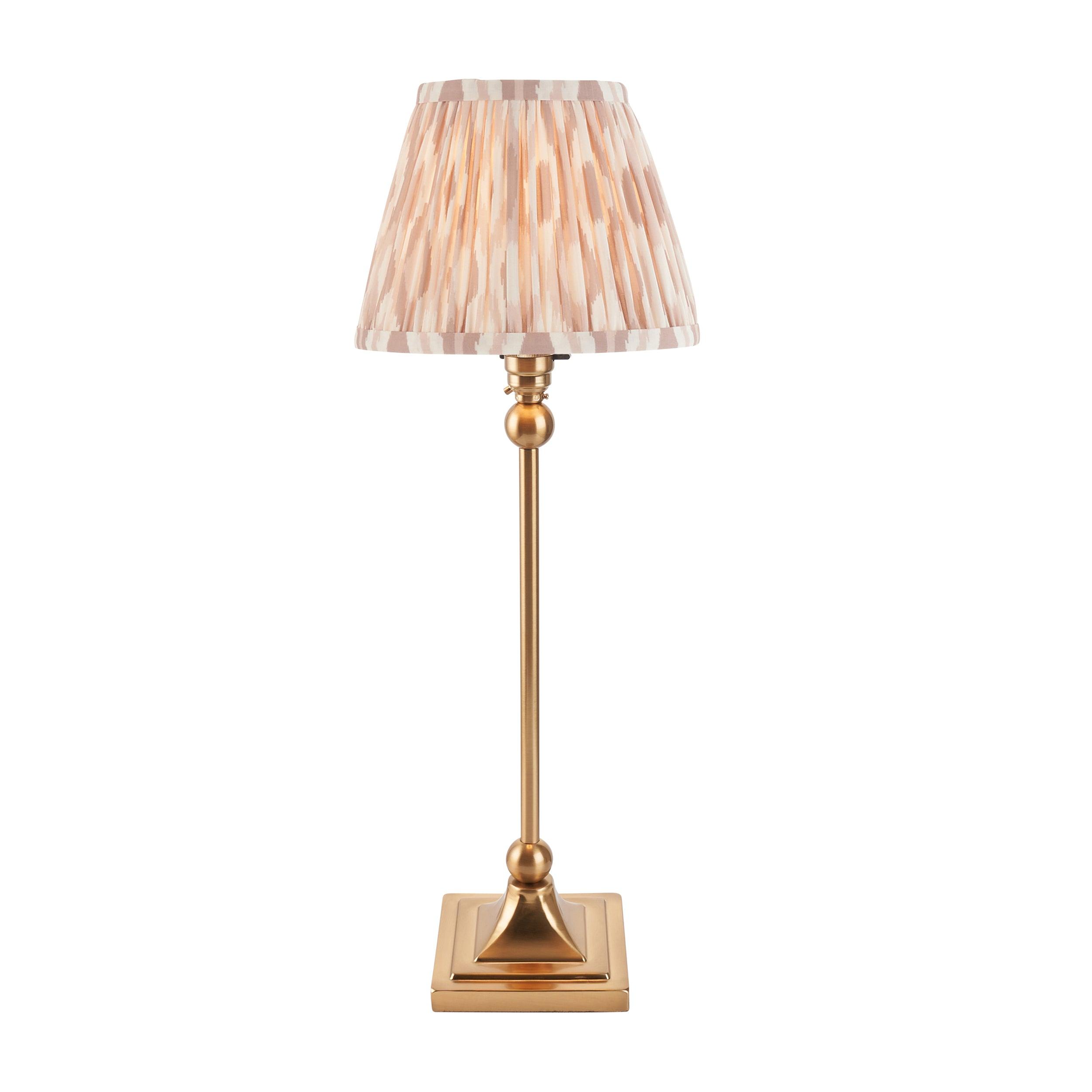 Santiago Small Brass Table Lamp With Neutral Ikat Shade