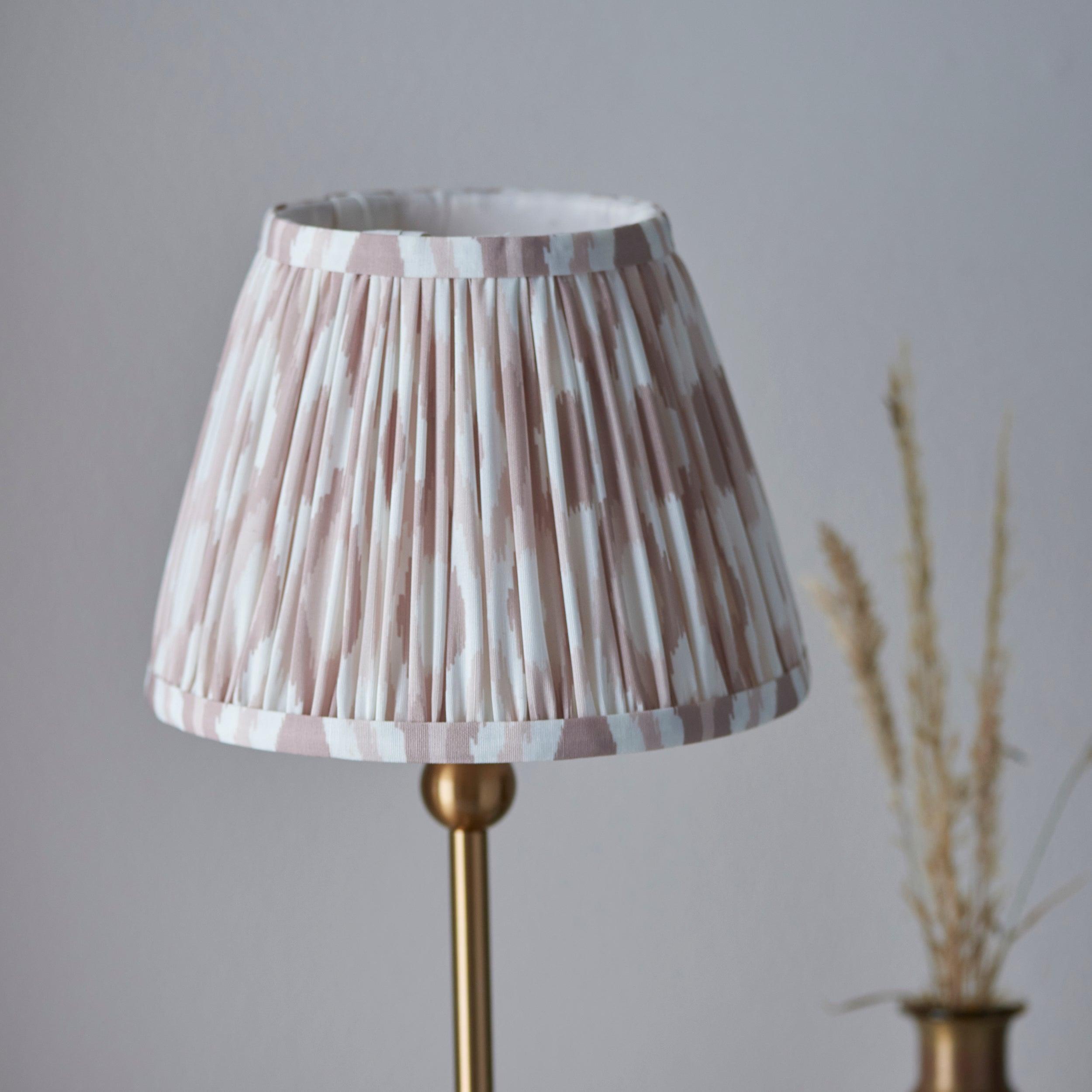 Santiago Small Brass Table Lamp With Neutral Ikat Shade