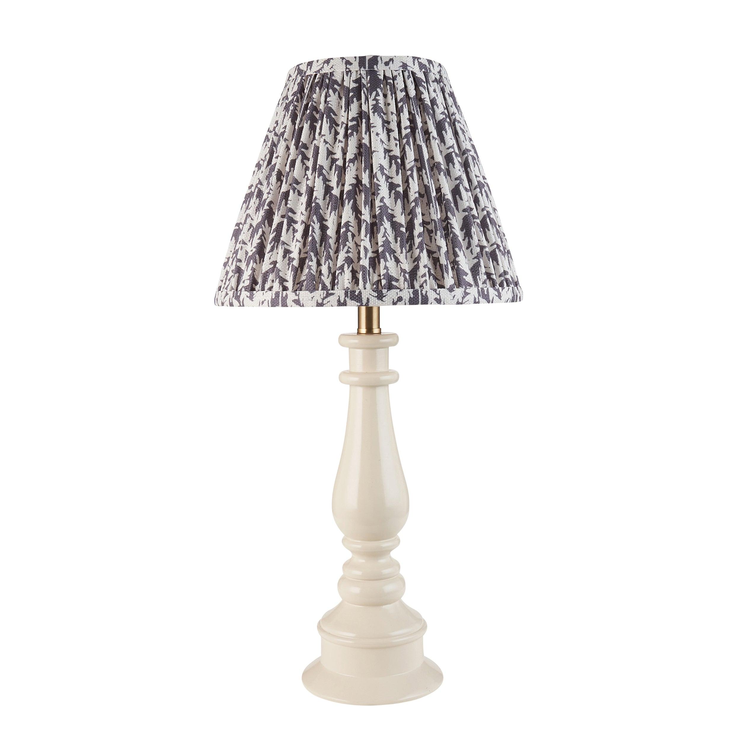 Myrtle White Table Lamp & Leaf 25cm Pearl Grey Shade