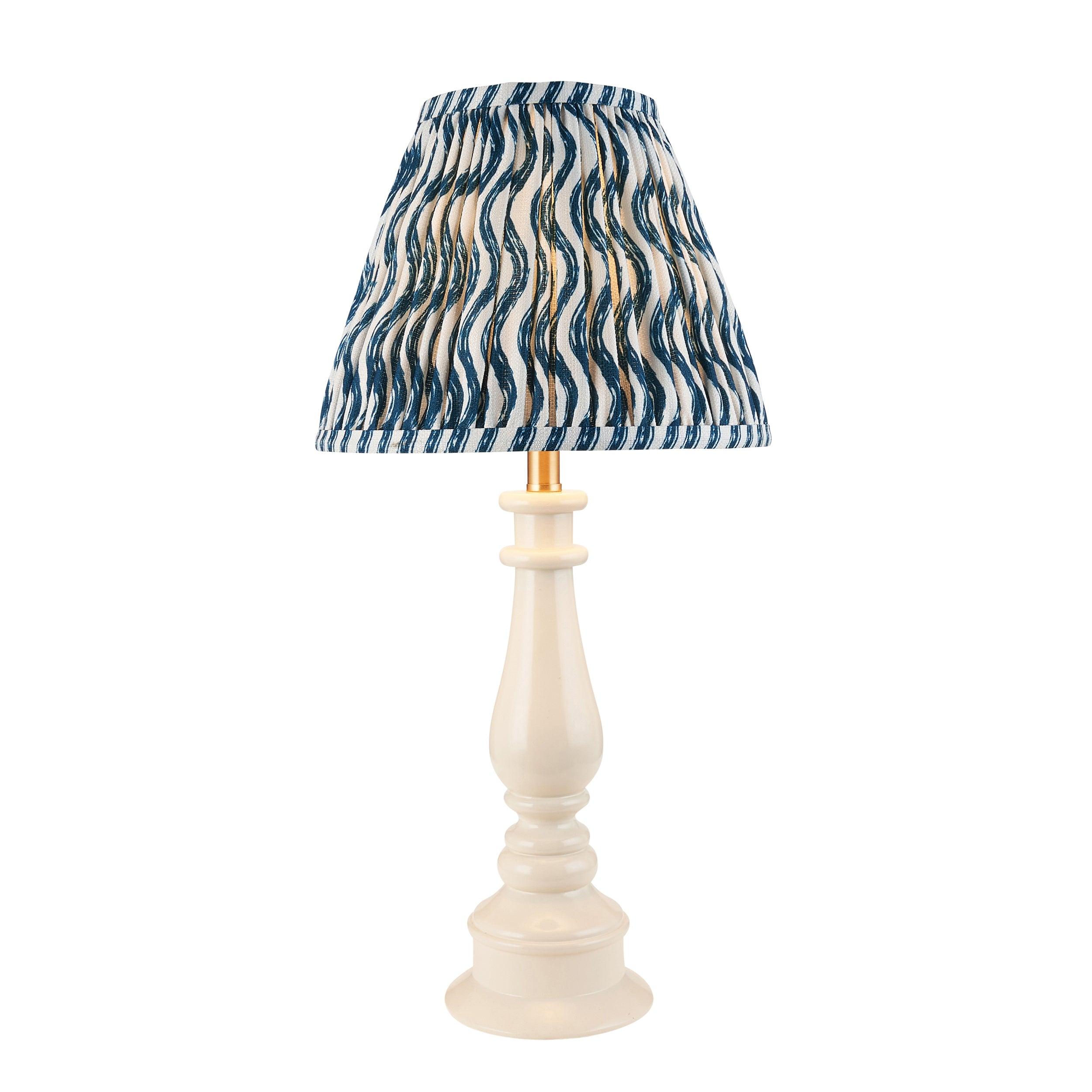 Myrtle White Table Lamp & Ripple 25cm Marlin Blue Shade
