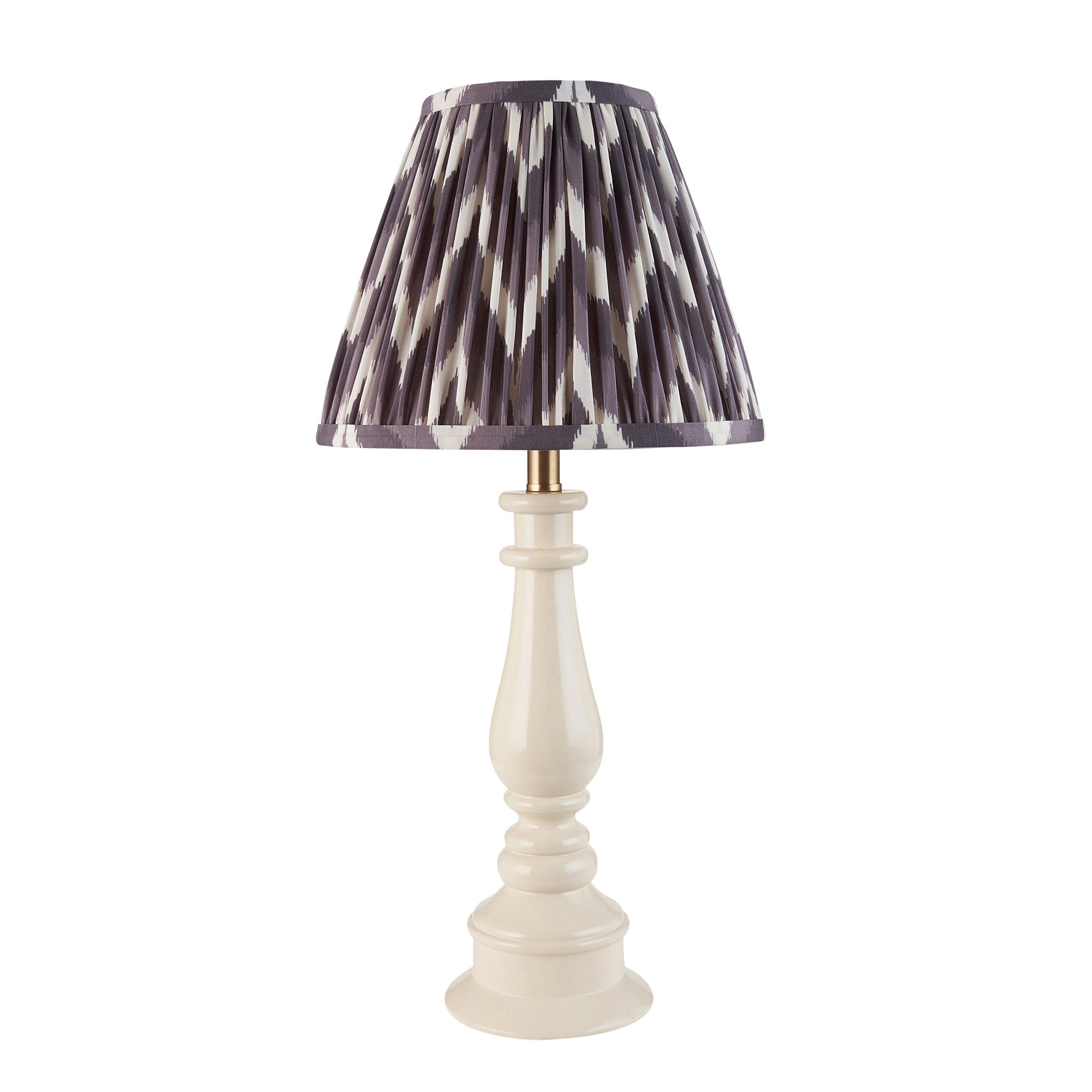 Myrtle White Table Lamp & Zigzag 25cm Pearl Grey Shade