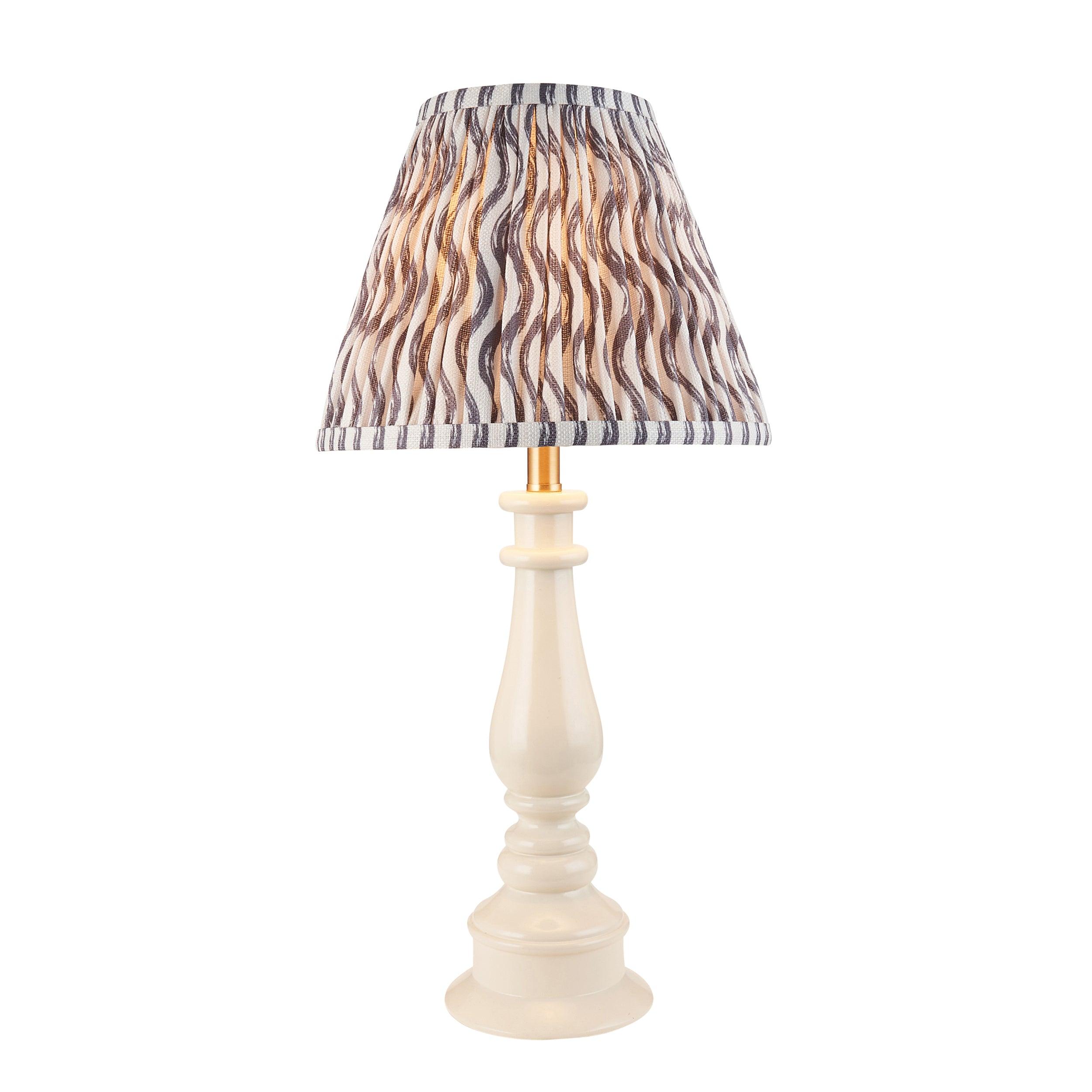 Myrtle White Table Lamp & Ripple 25cm Pearl Grey Shade