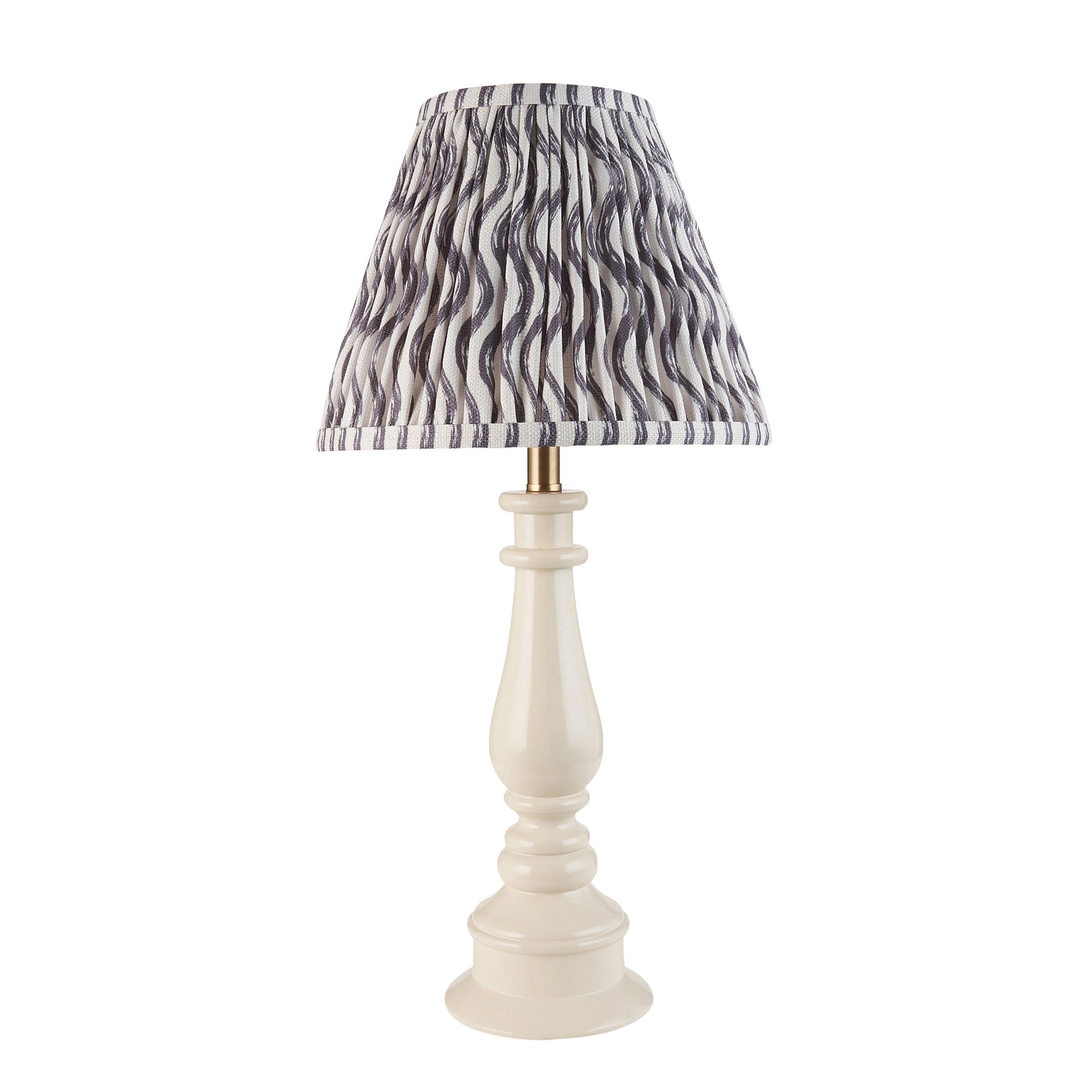Myrtle White Table Lamp & Ripple 25cm Pearl Grey Shade