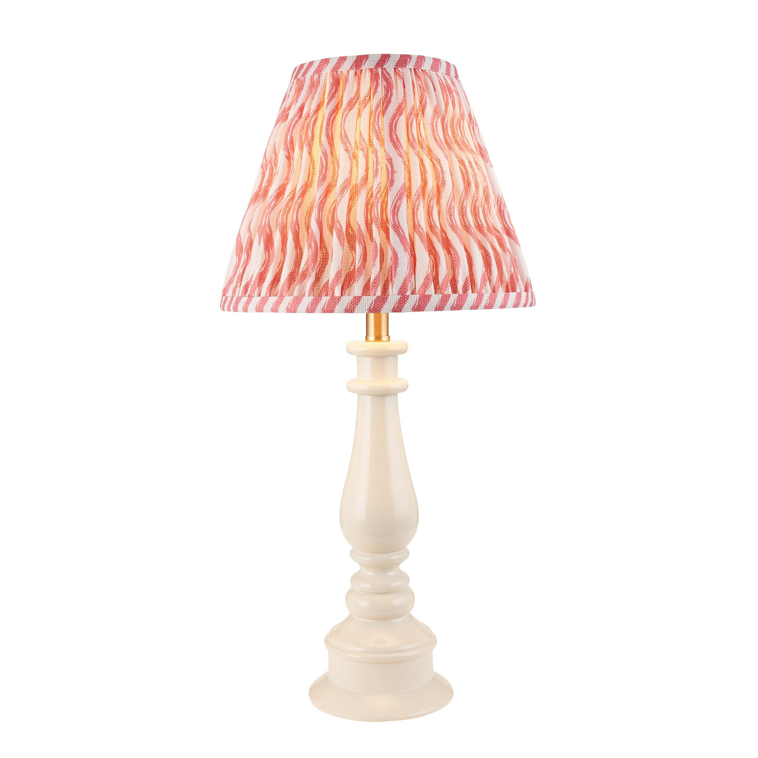 Myrtle White Table Lamp & Ripple 25cm Coral Pink Shade