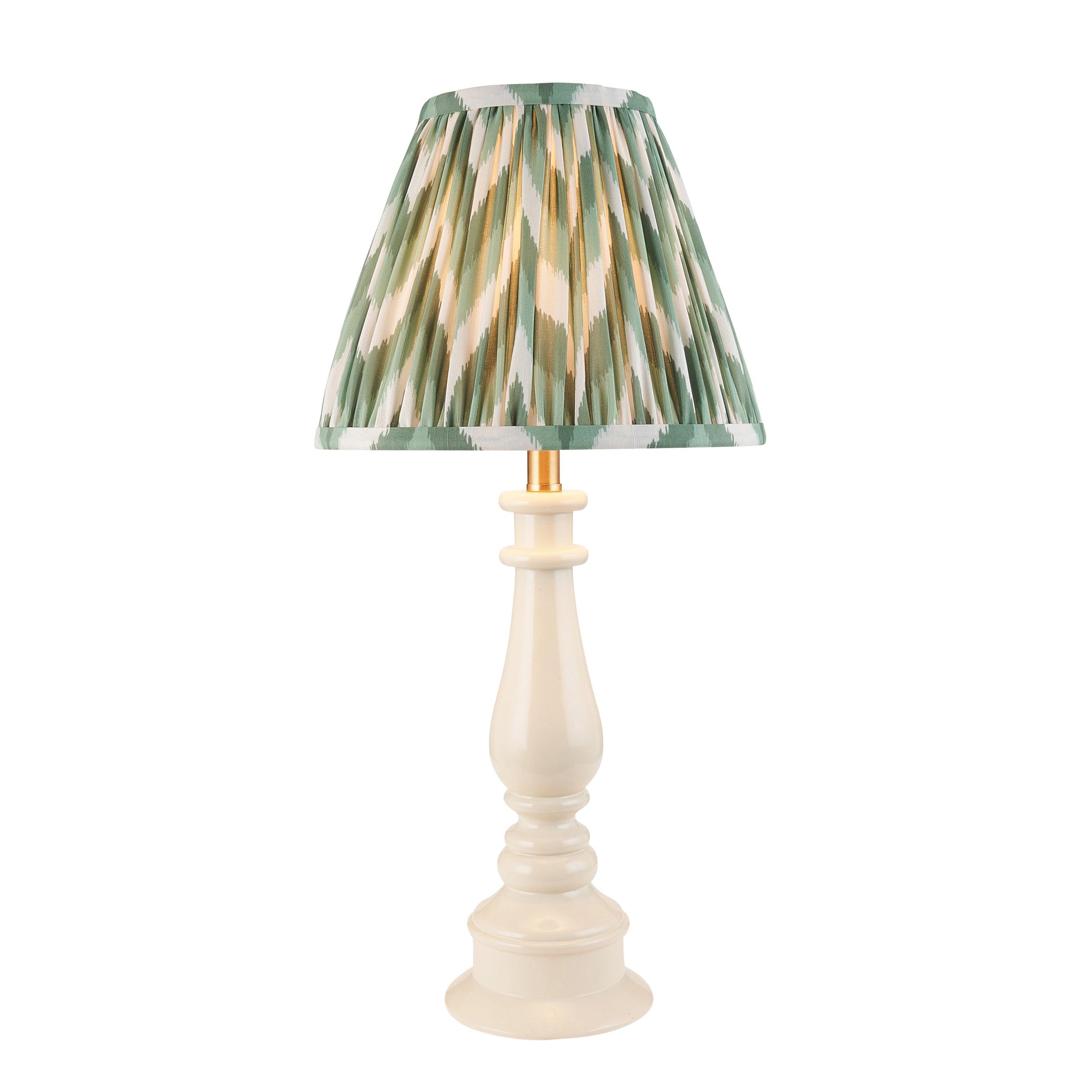 Myrtle White Table Lamp & Zigzag 25cm Cotswold Green Shade